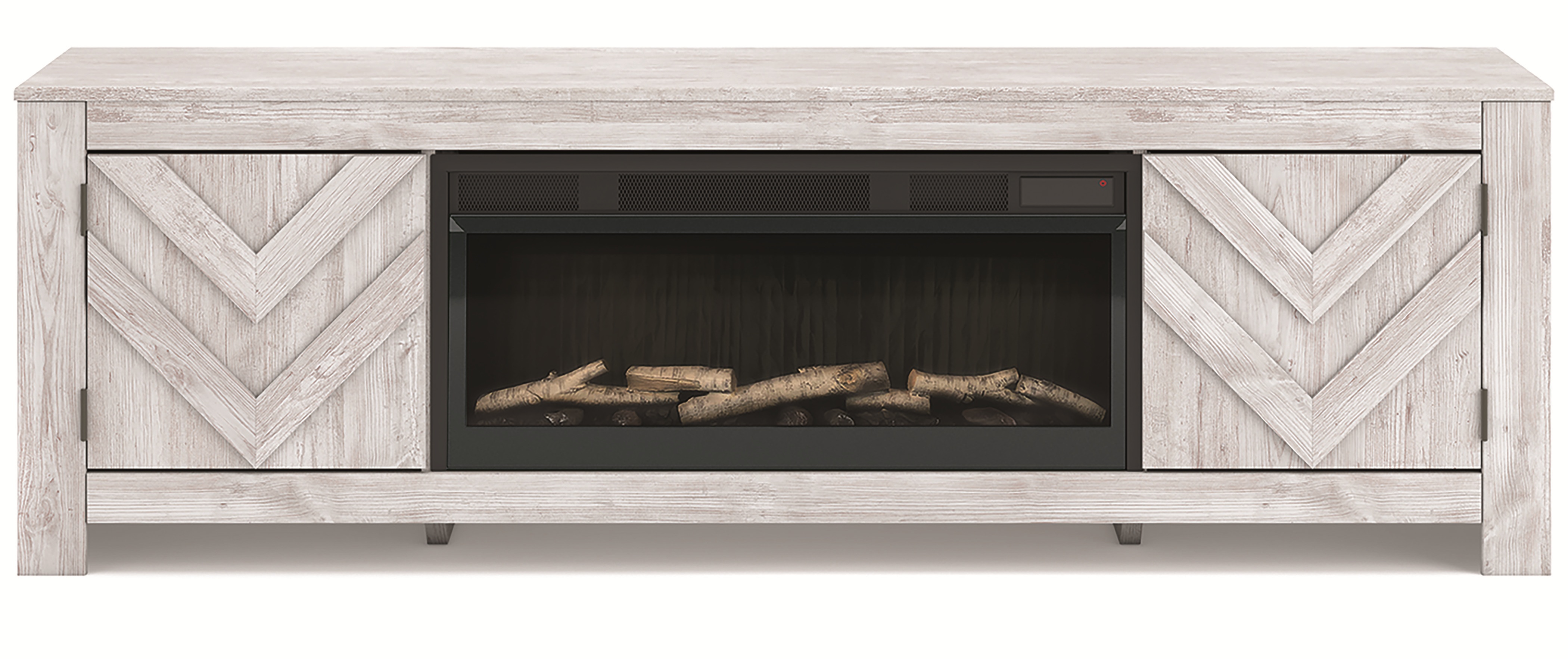 Cayboni 71" TV Stand with Electric Fireplace - Whitewash