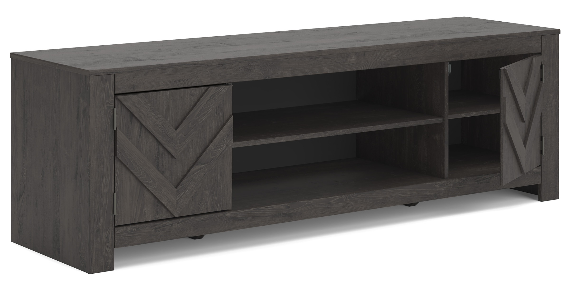 Cayboni 63" Modern Black Industrial TV Stand - Charcoal & Ebony