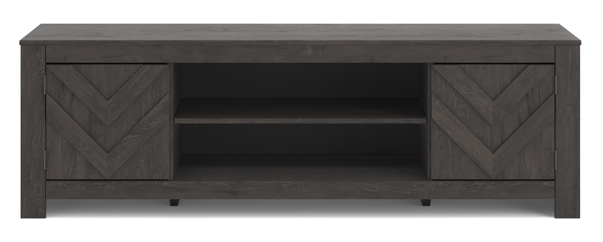 Cayboni 63" Modern Black Industrial TV Stand - Charcoal & Ebony