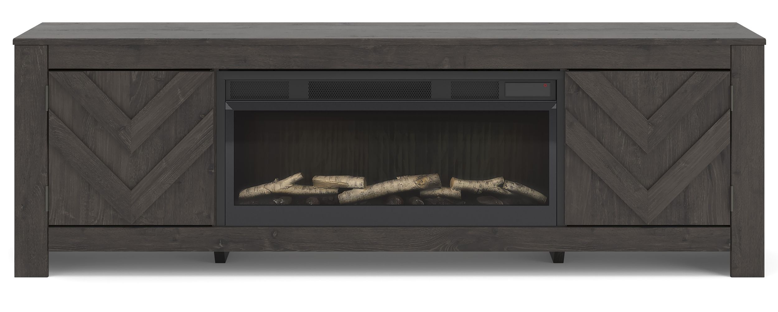 Cayboni 71" TV Stand with Electric Fireplace - Black Finish