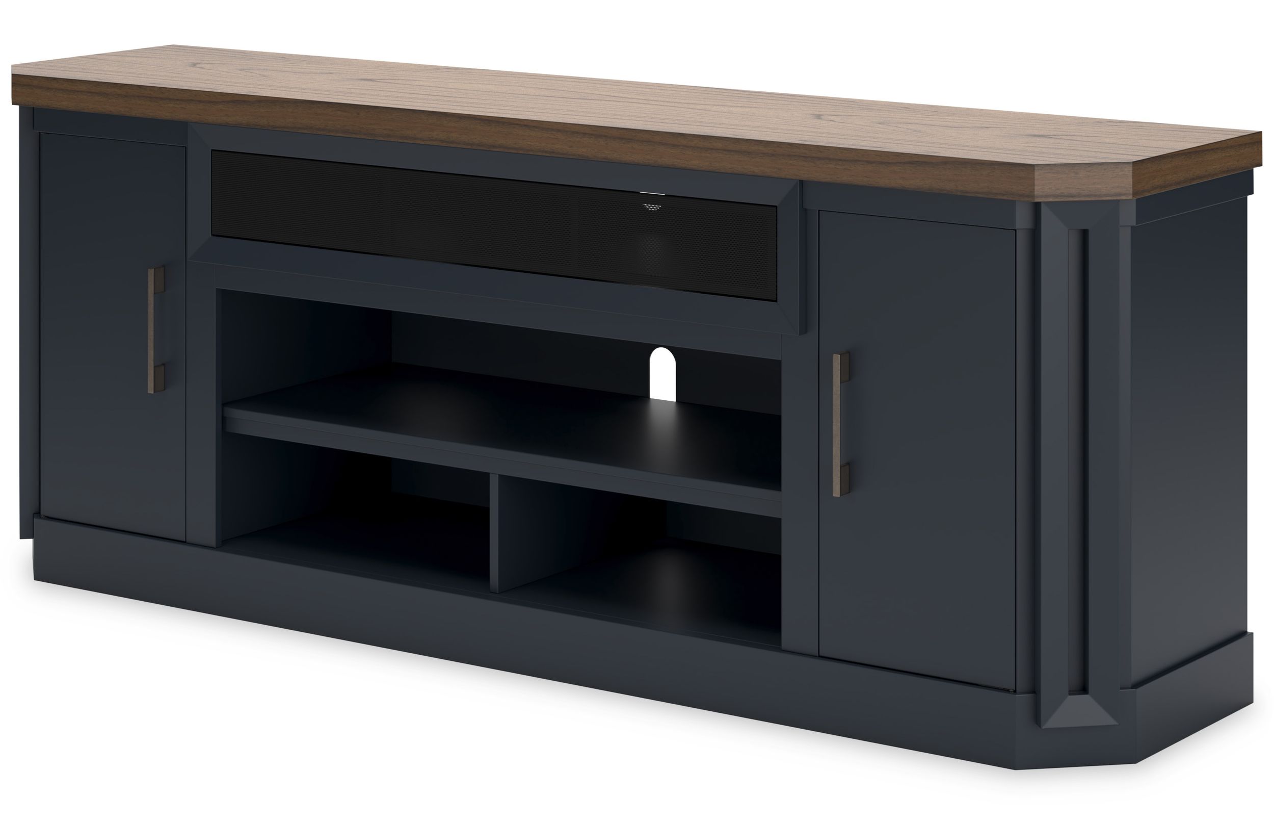 Landocken 74" XL Industrial TV Stand - Rustic Brown & Navy Blue