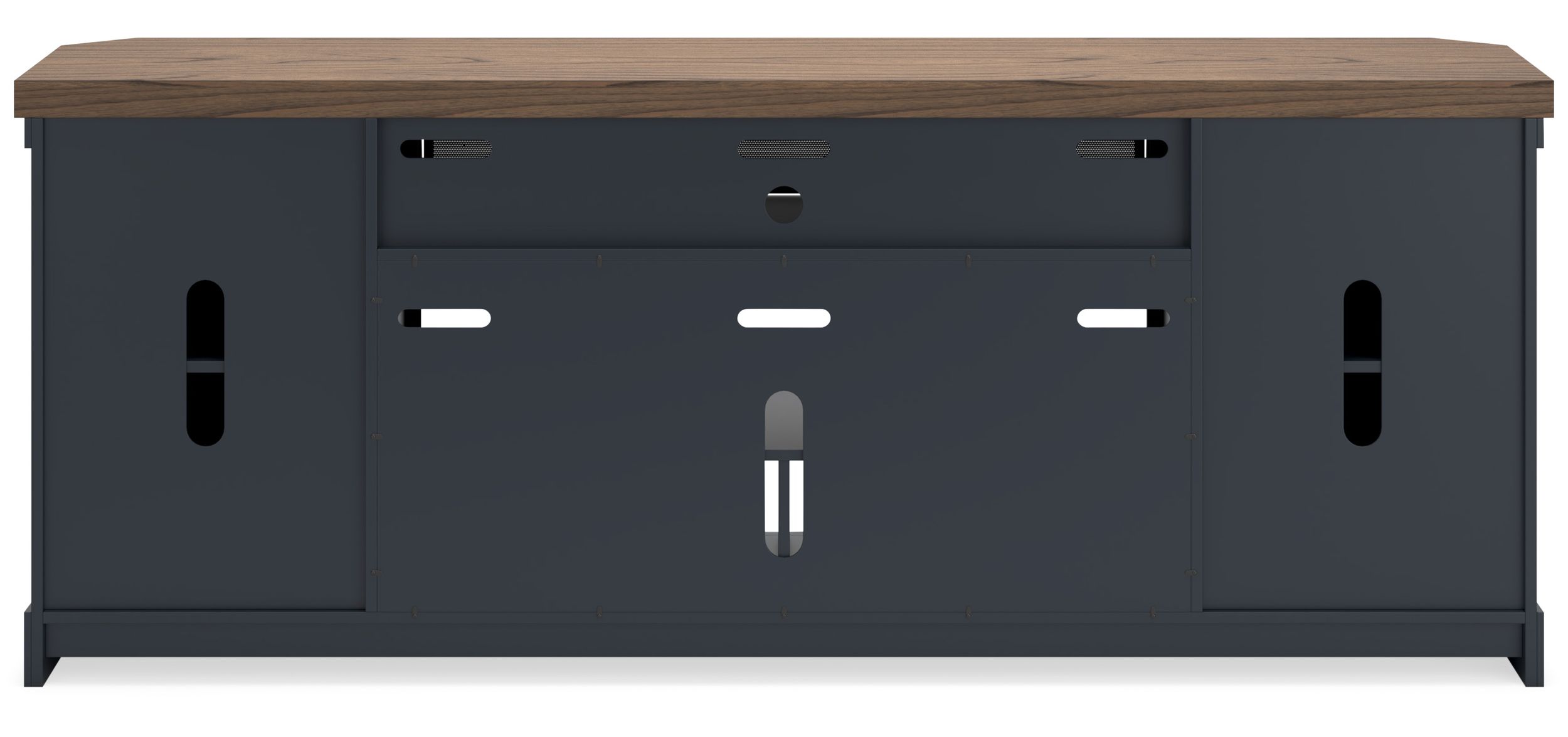 Landocken 74" XL Industrial TV Stand - Rustic Brown & Navy Blue