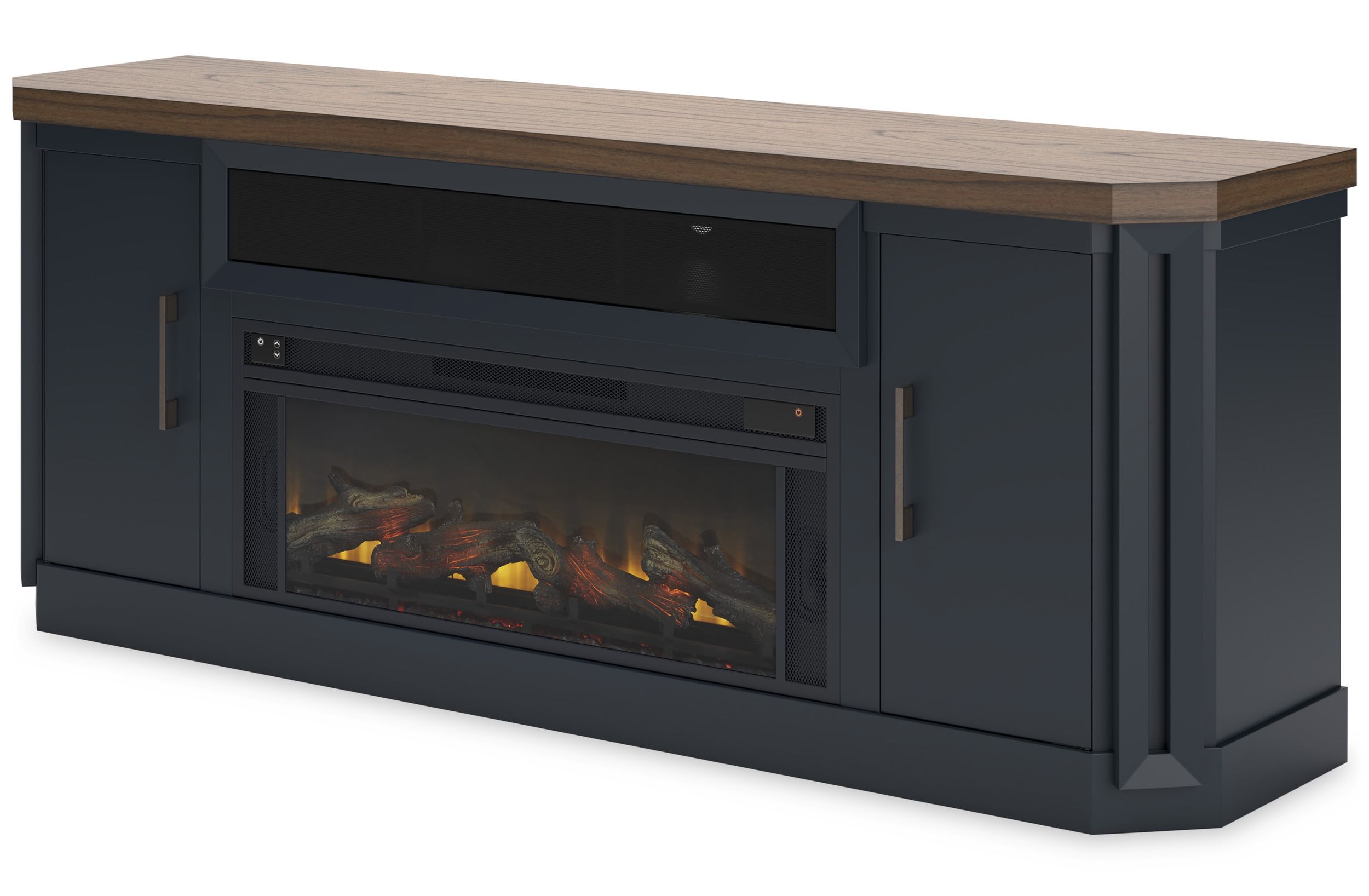 Landocken 83" TV Stand with Electric Fireplace - Gray & Black
