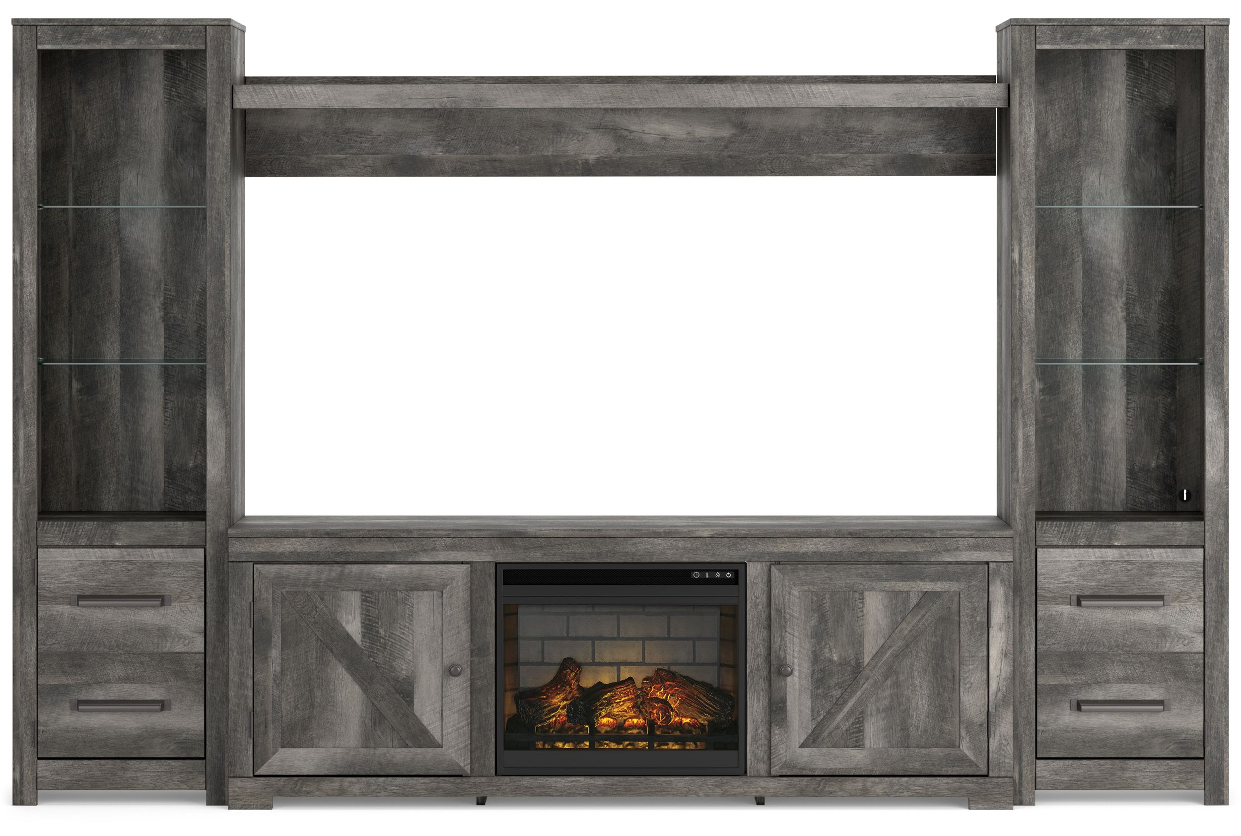 Wynnlow 4-Piece Gray Fireplace Entertainment Wall - Infrared Heat