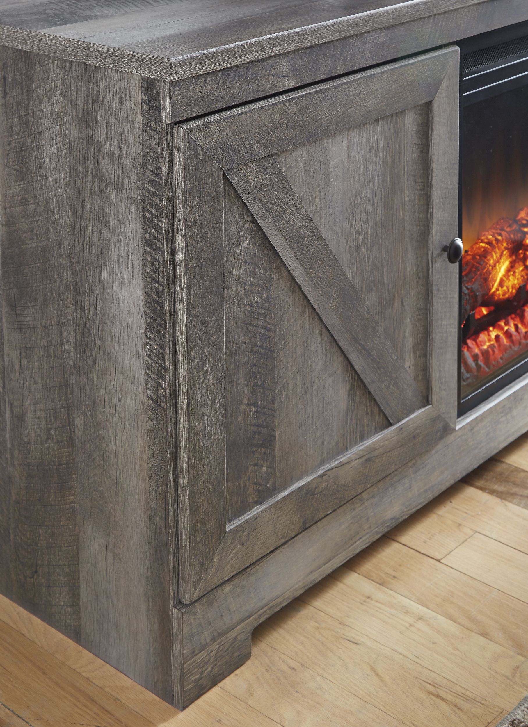 Wynnlow 63" TV Stand with Electric Fireplace - Gray