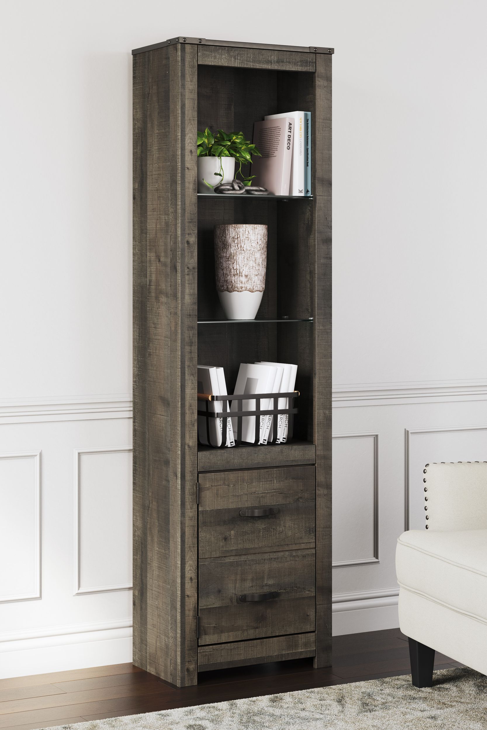 Trinell 3-Piece Rustic Fireplace Entertainment Center - Brown