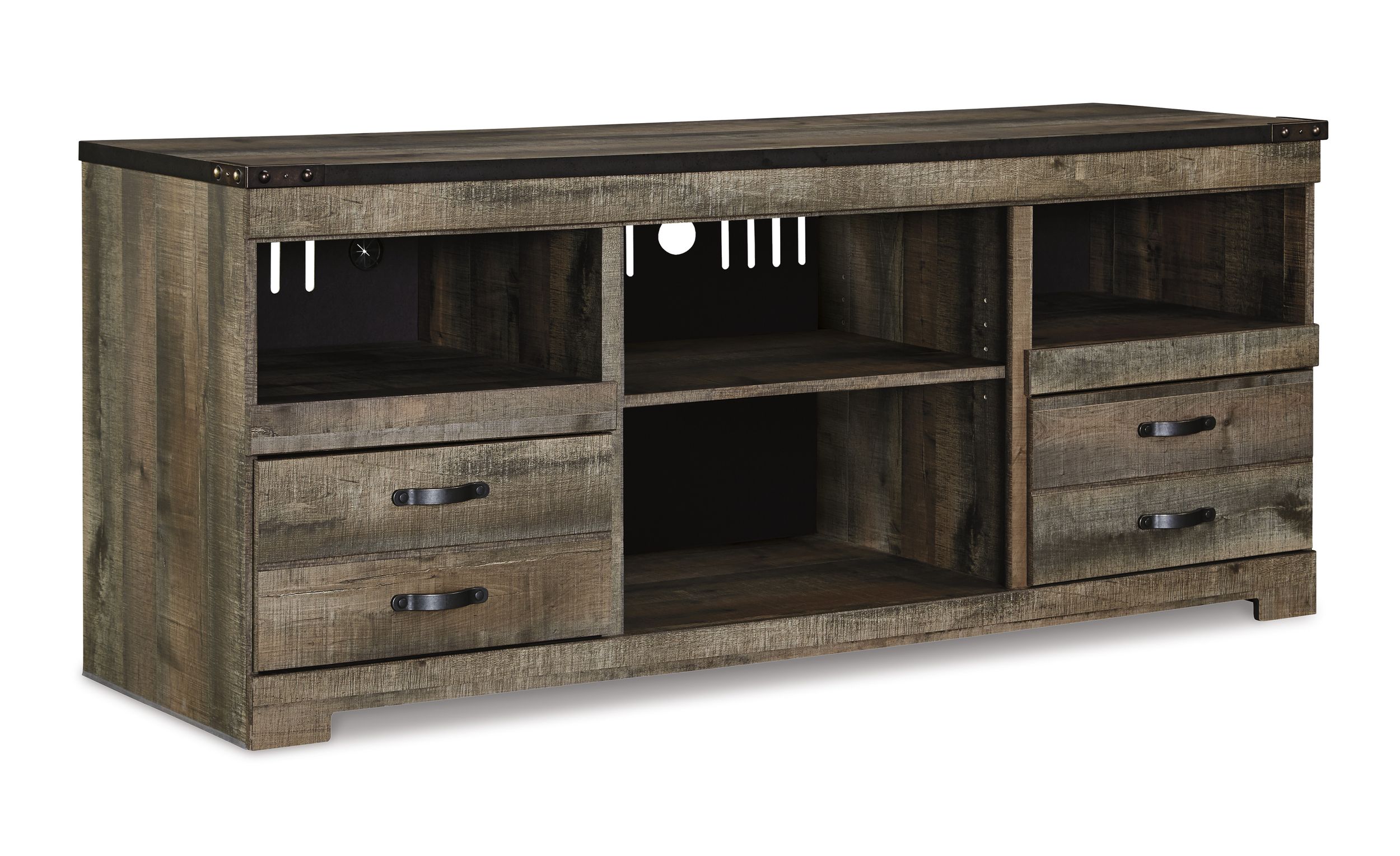 Trinell 3-Piece Rustic Fireplace Entertainment Center - Brown