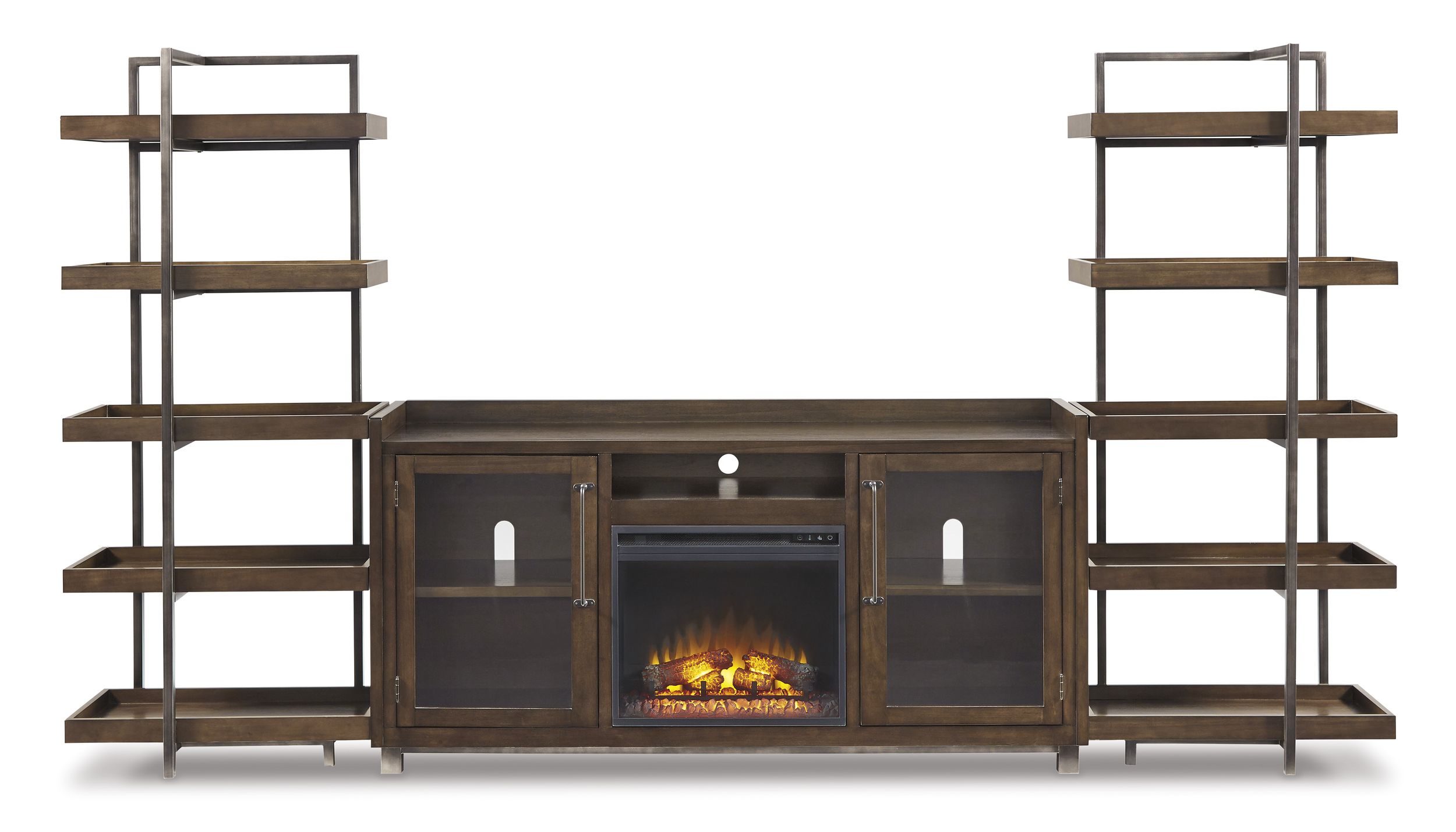 Starmore 3-Piece Fireplace Wall Unit - Brown & Gunmetal