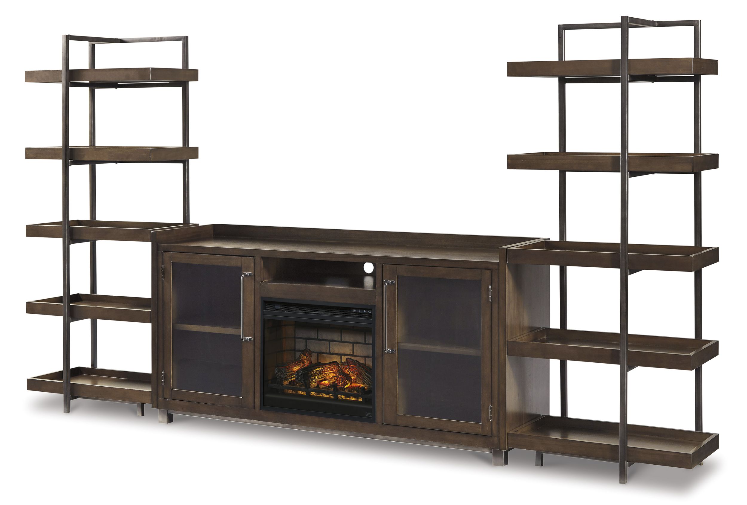 Starmore 3-Piece Fireplace Wall Unit - Brown & Gunmetal