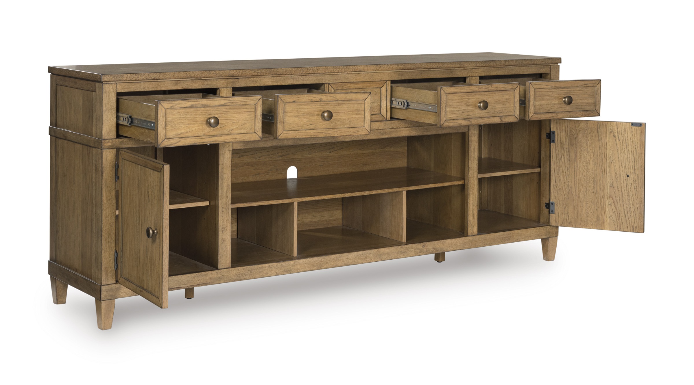 Sharlance 74" XL Modern Oak TV Stand - 4 Drawers & 2 Doors