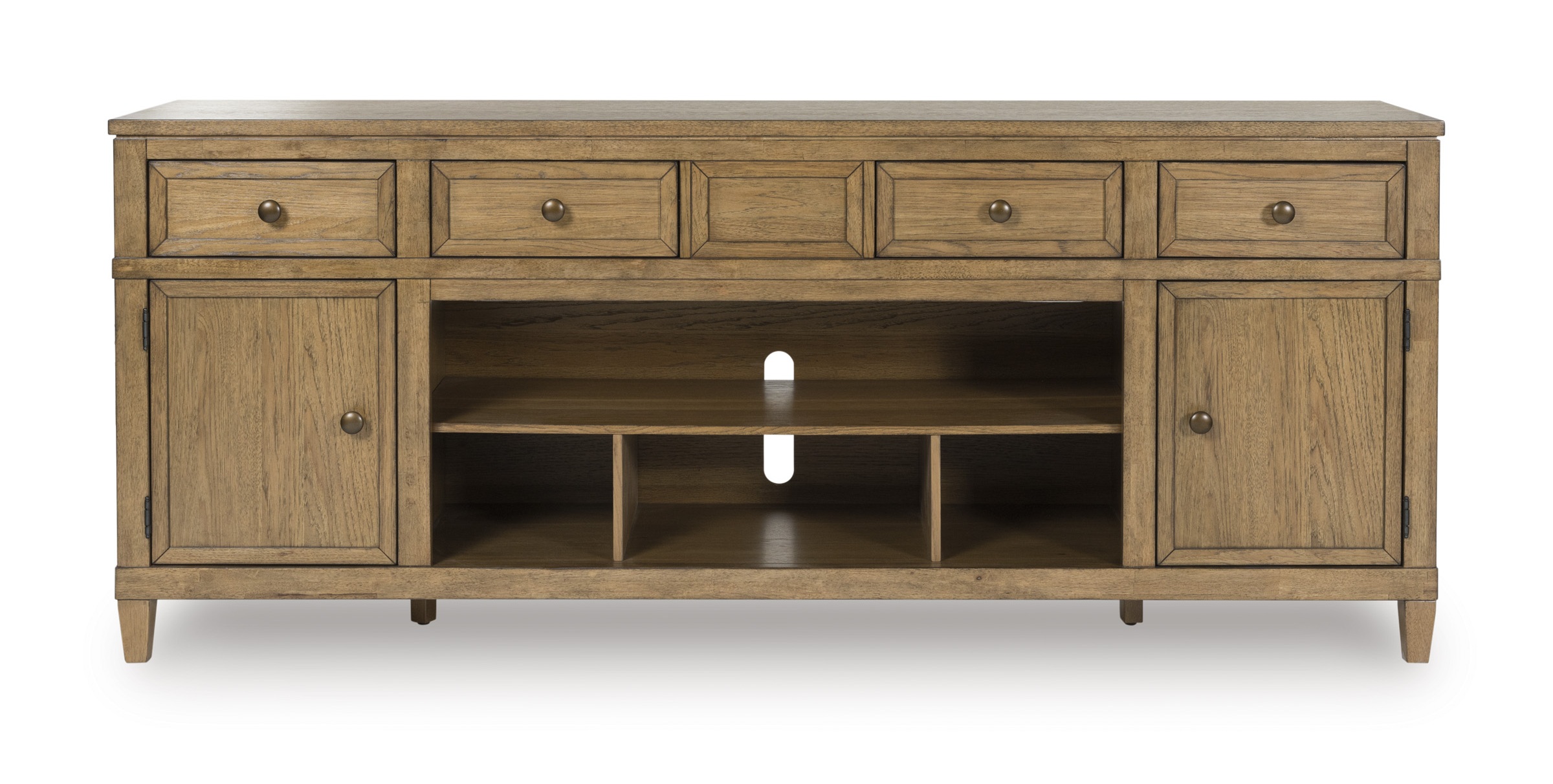 Sharlance 74" XL Modern Oak TV Stand - 4 Drawers & 2 Doors
