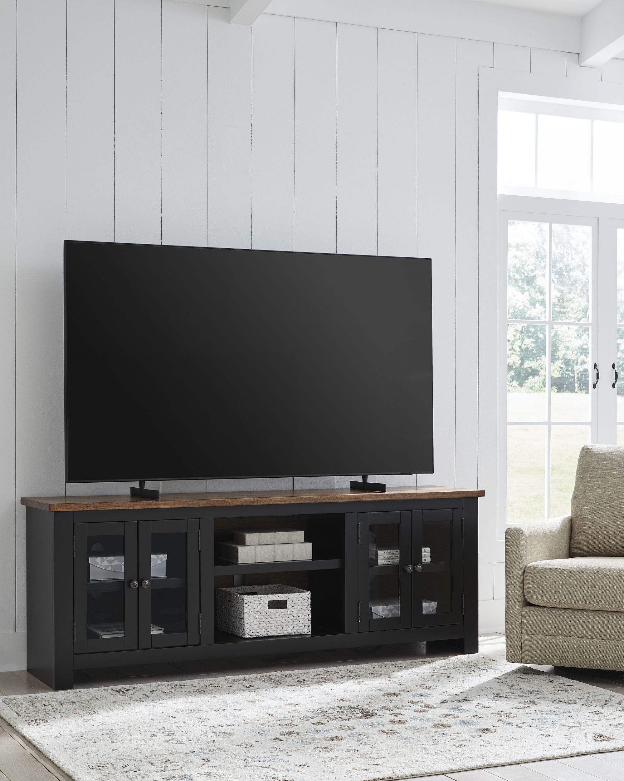 Wildenauer 74" XL Industrial TV Stand - Rustic Brown & Matte Black