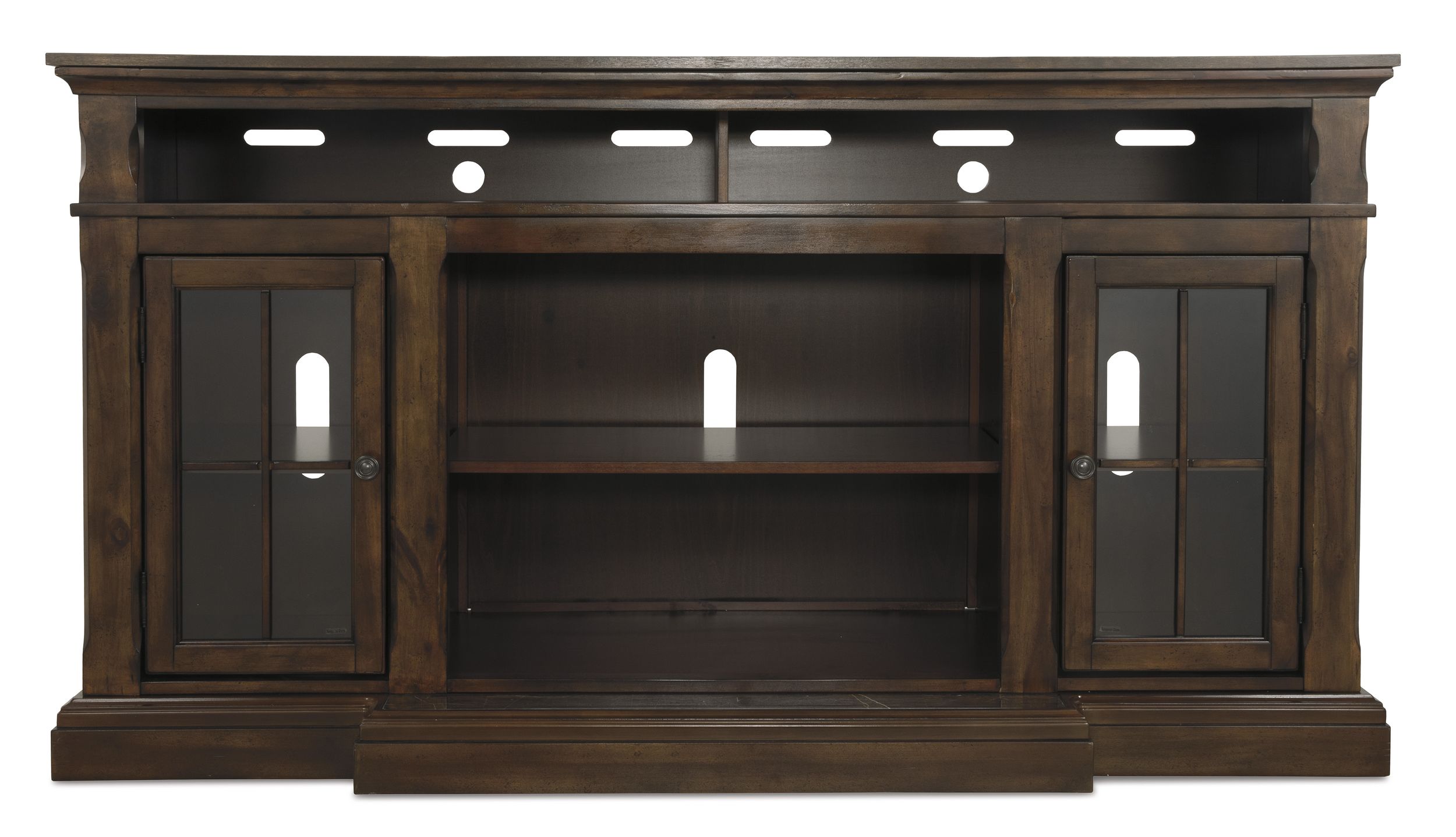 Roddinton 74" XL Contemporary TV Stand - Rich Dark Brown & Metal