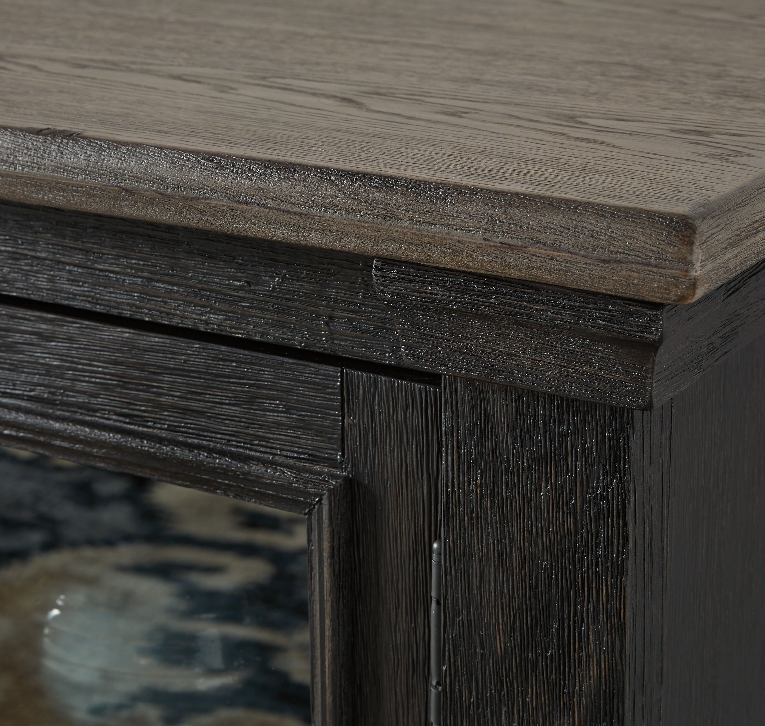 Tyler Creek 74" XL Modern Farmhouse TV Stand - Black & Gray