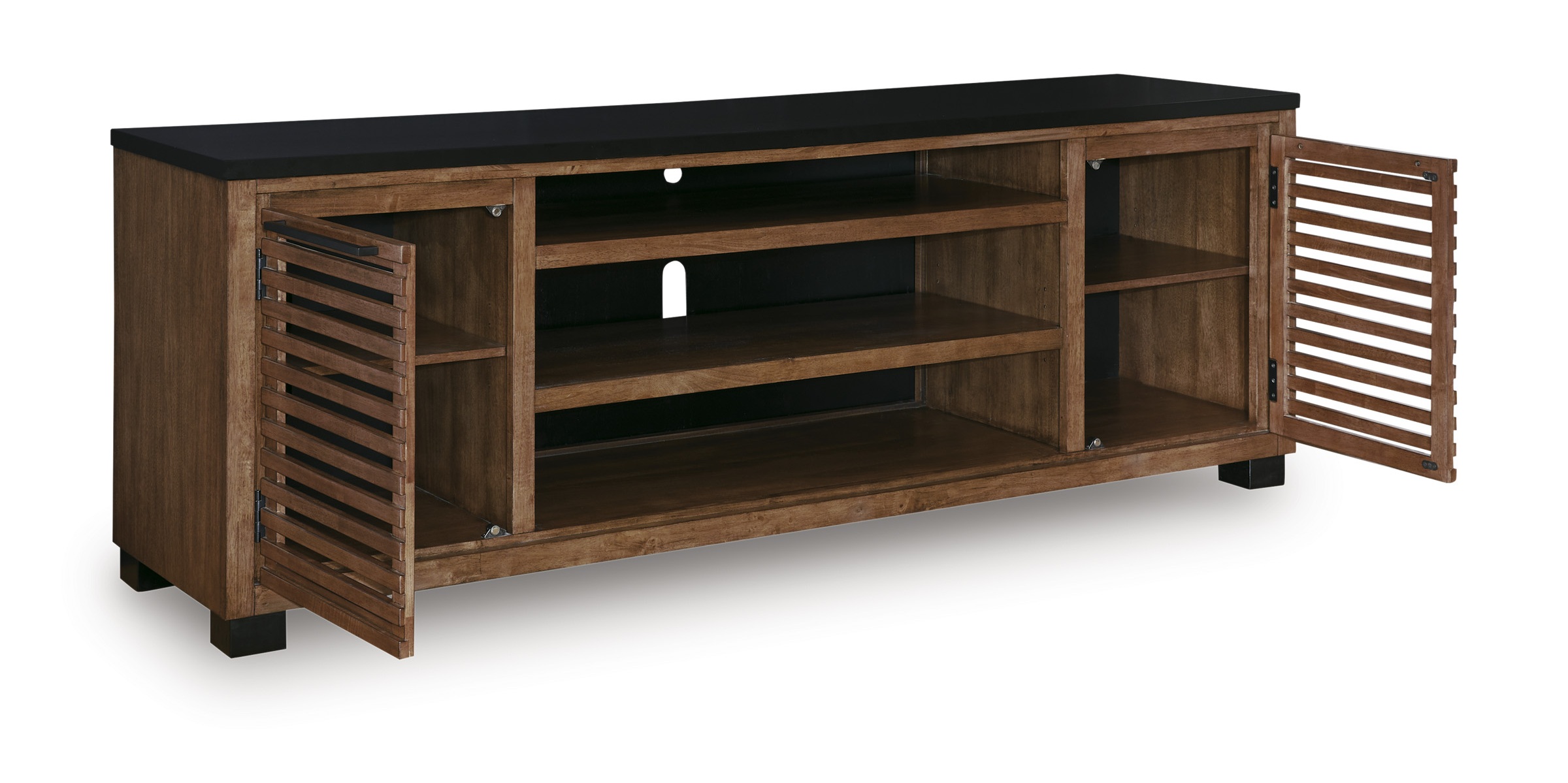 Kallari 74" XL Industrial TV Stand - Warm Brown & Matte Black