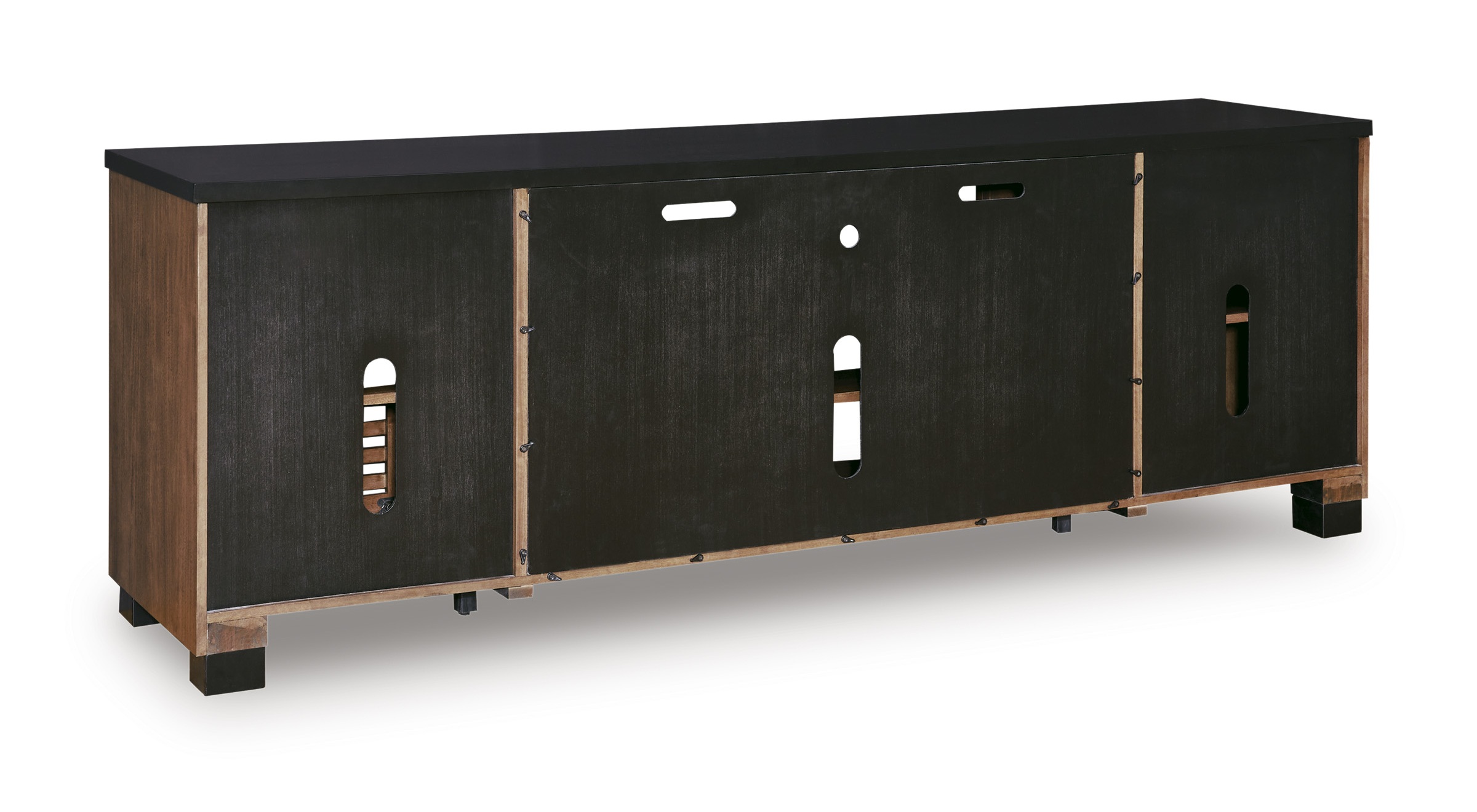 Kallari 74" XL Industrial TV Stand - Warm Brown & Matte Black