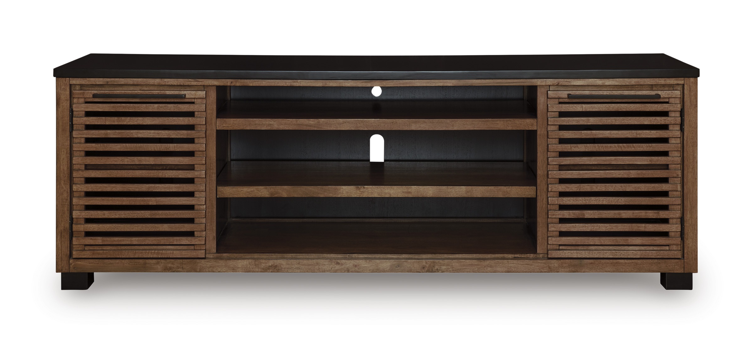 Kallari 74" XL Industrial TV Stand - Warm Brown & Matte Black