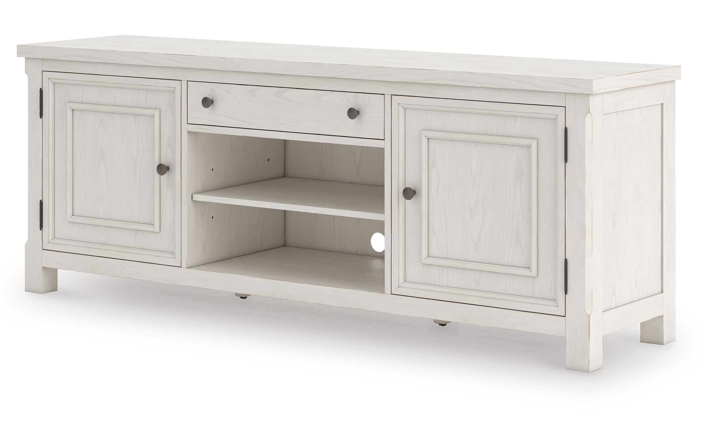 Robbinsdale 74" XL Traditional TV Stand - Antique White & Oak