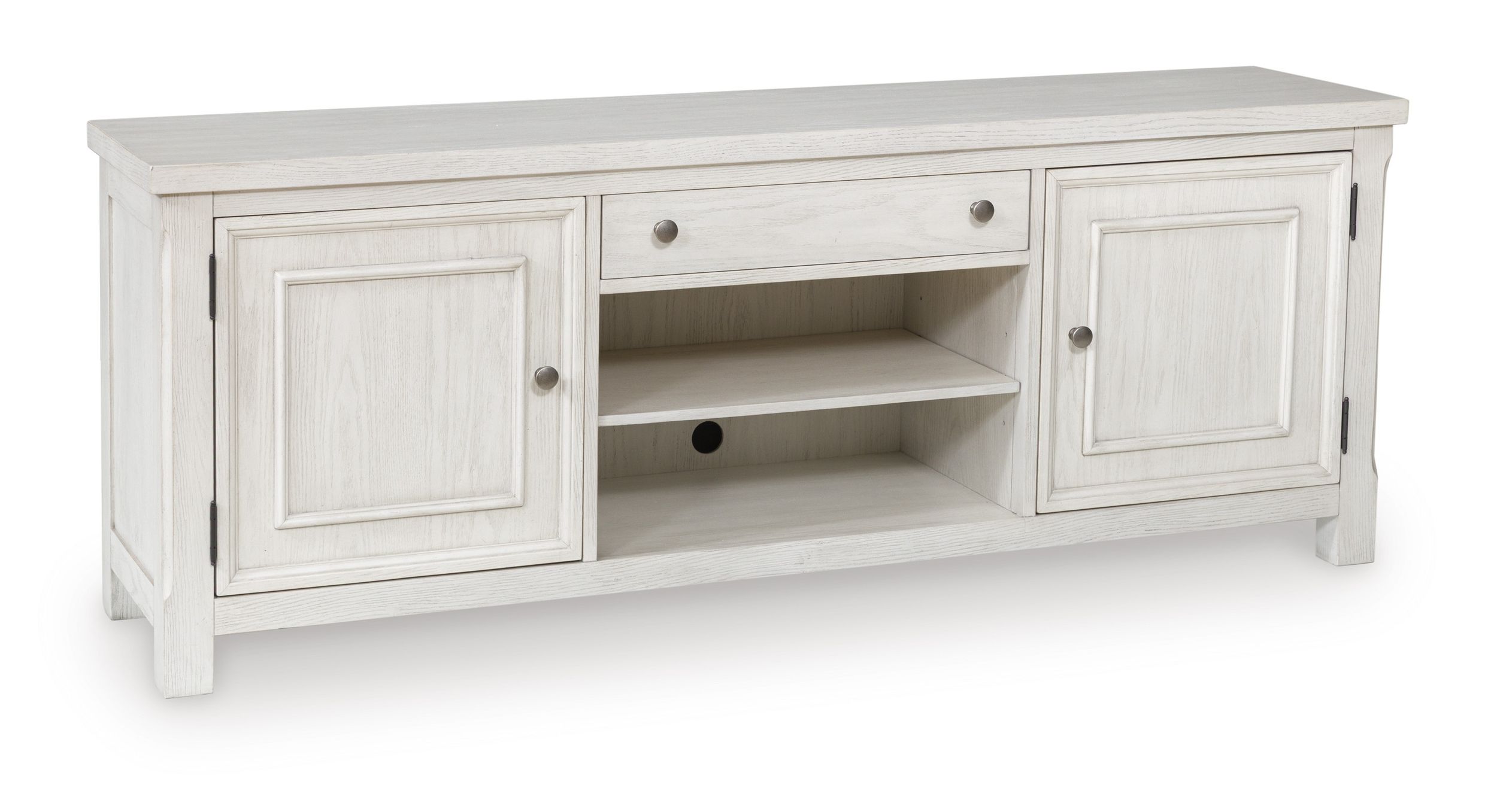 Robbinsdale 74" XL Traditional TV Stand - Antique White & Oak