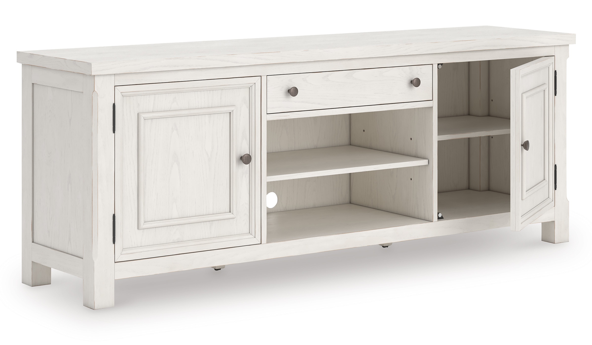 Robbinsdale 74" XL Traditional TV Stand - Antique White & Oak