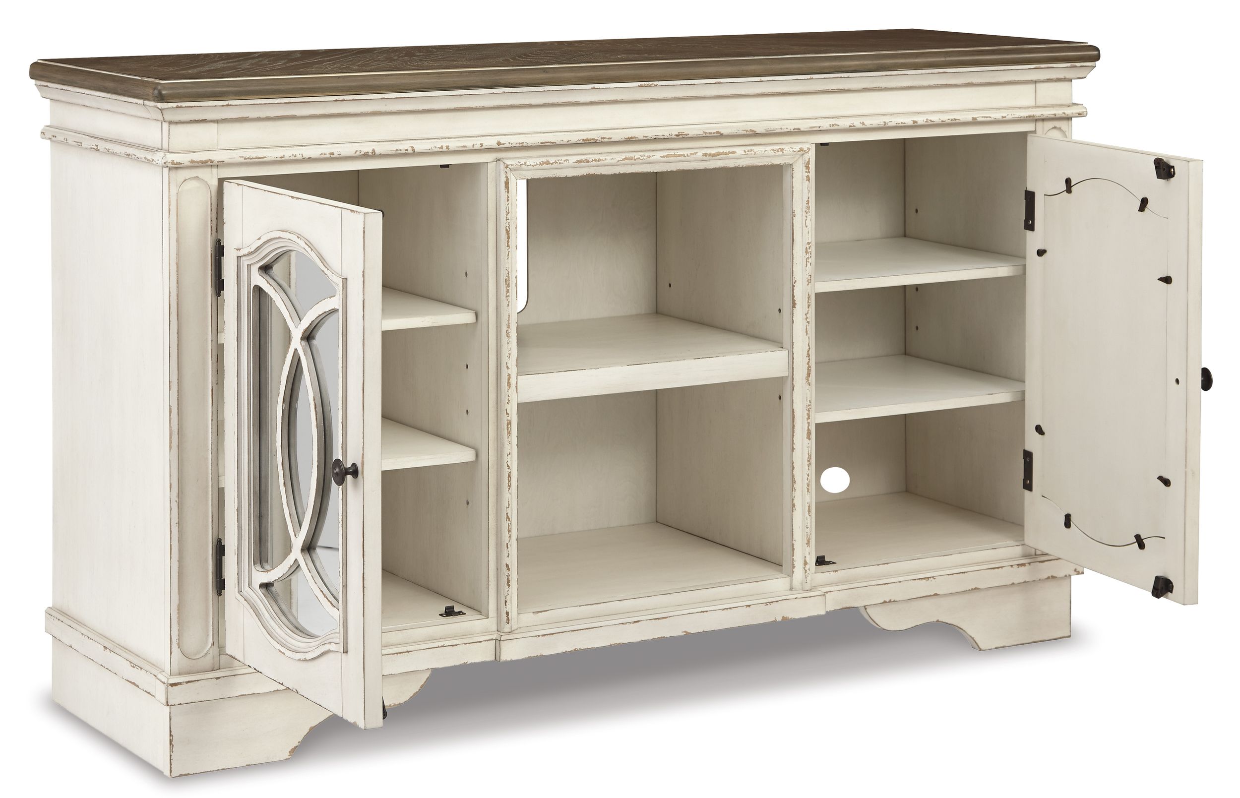 Realyn 74" XL French Country TV Stand - Distressed Chipped White