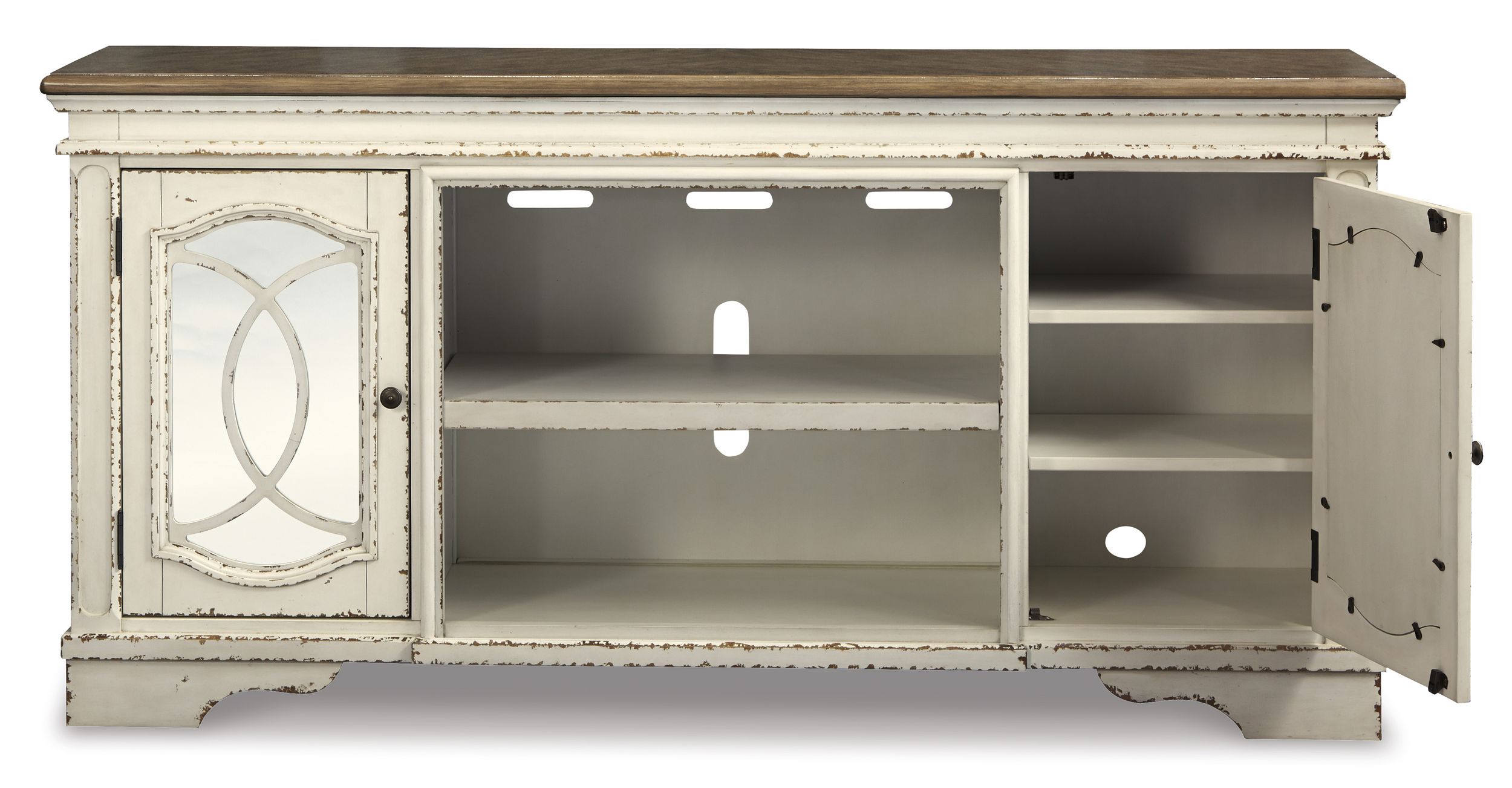 Realyn 74" XL French Country TV Stand - Distressed Chipped White