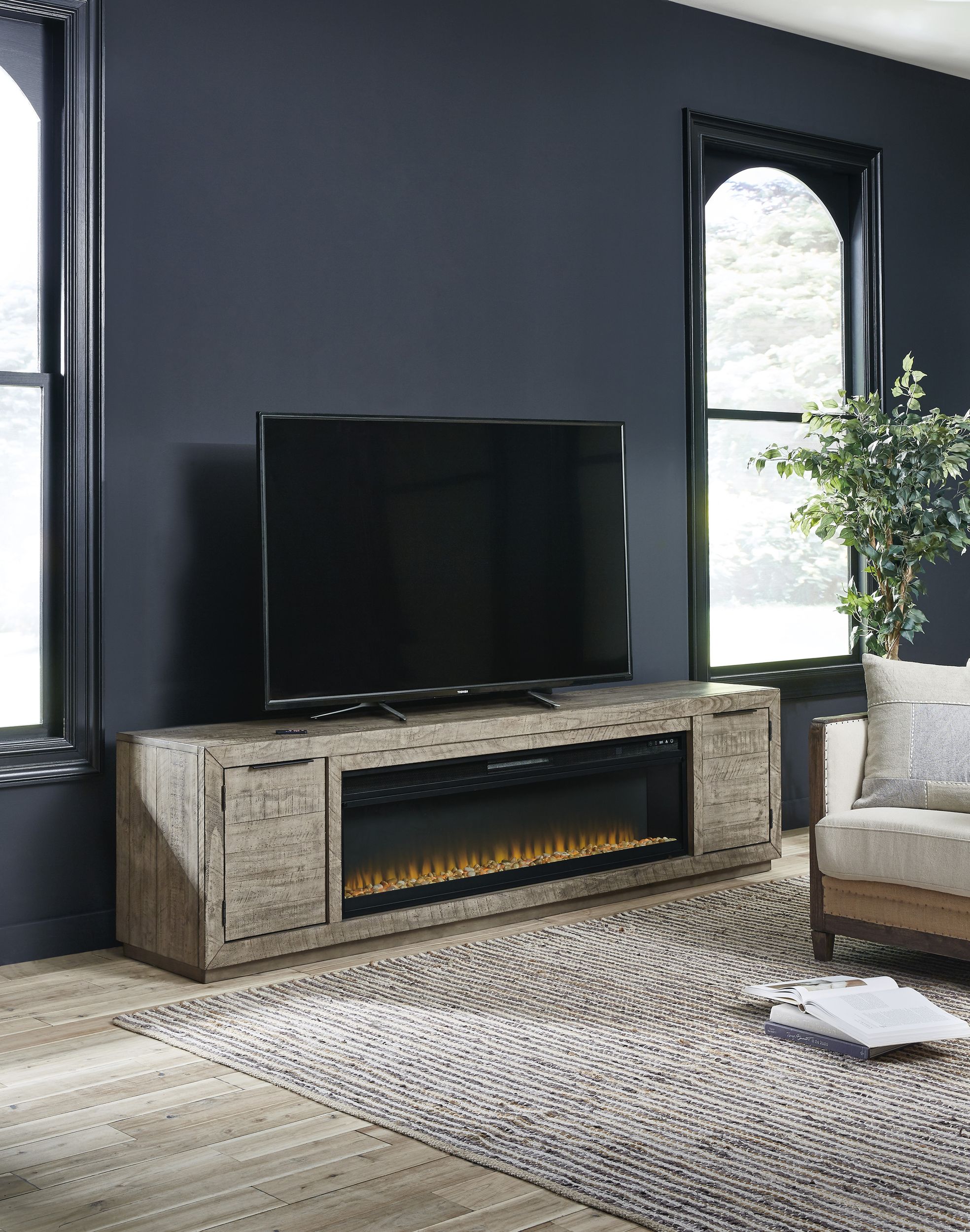 Krystanza TV Stand w/2 Doors & Electric Fireplace