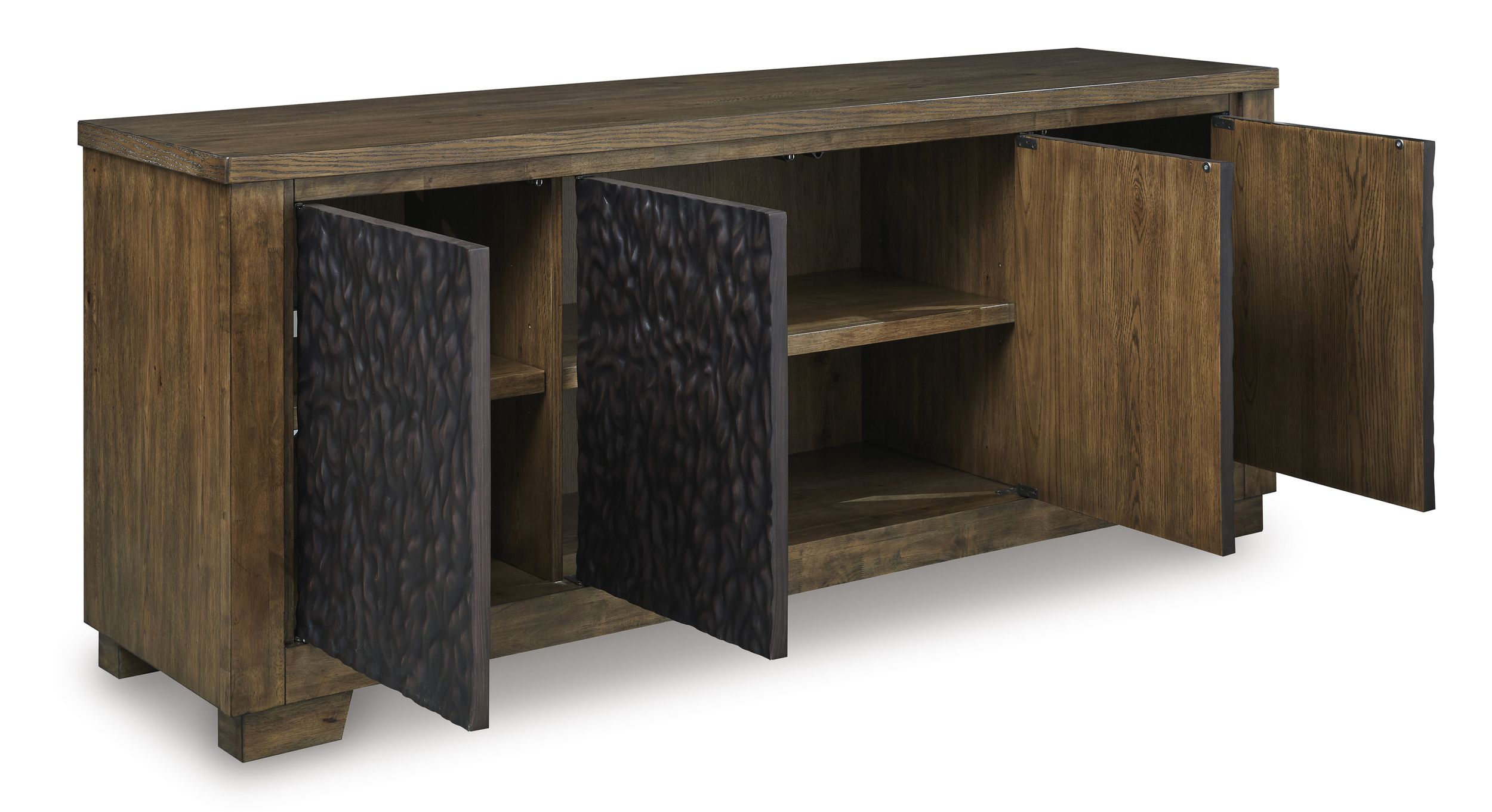 Rosswain 74" XL Modern Wood TV Stand - Warm Brown Oak Grain