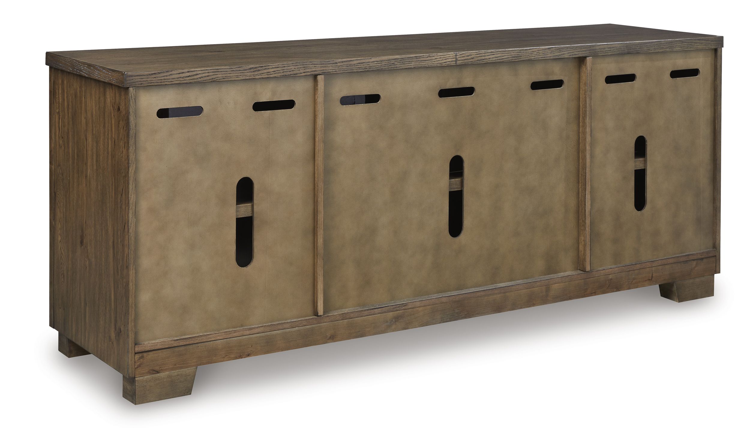 Rosswain 74" XL Modern Wood TV Stand - Warm Brown Oak Grain