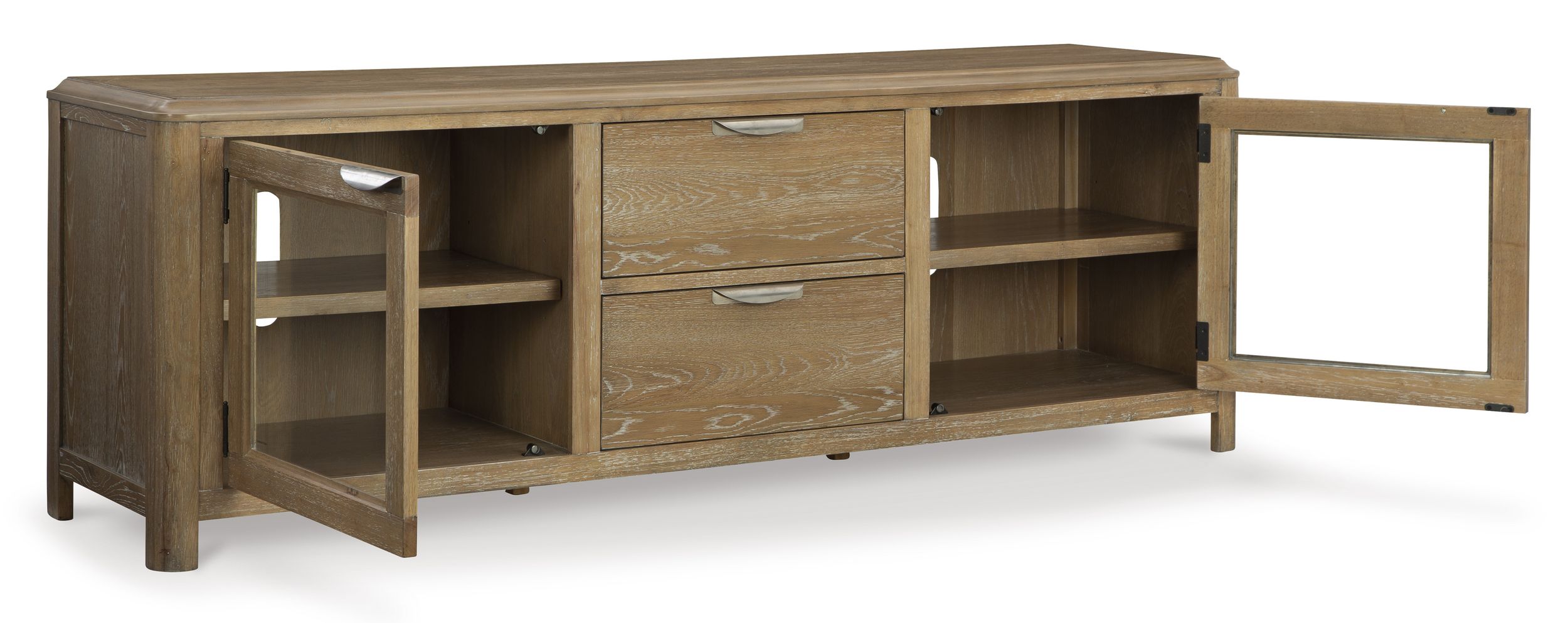 Rencott 74" XL Modern Oak TV Stand with Drawers - Light Brown