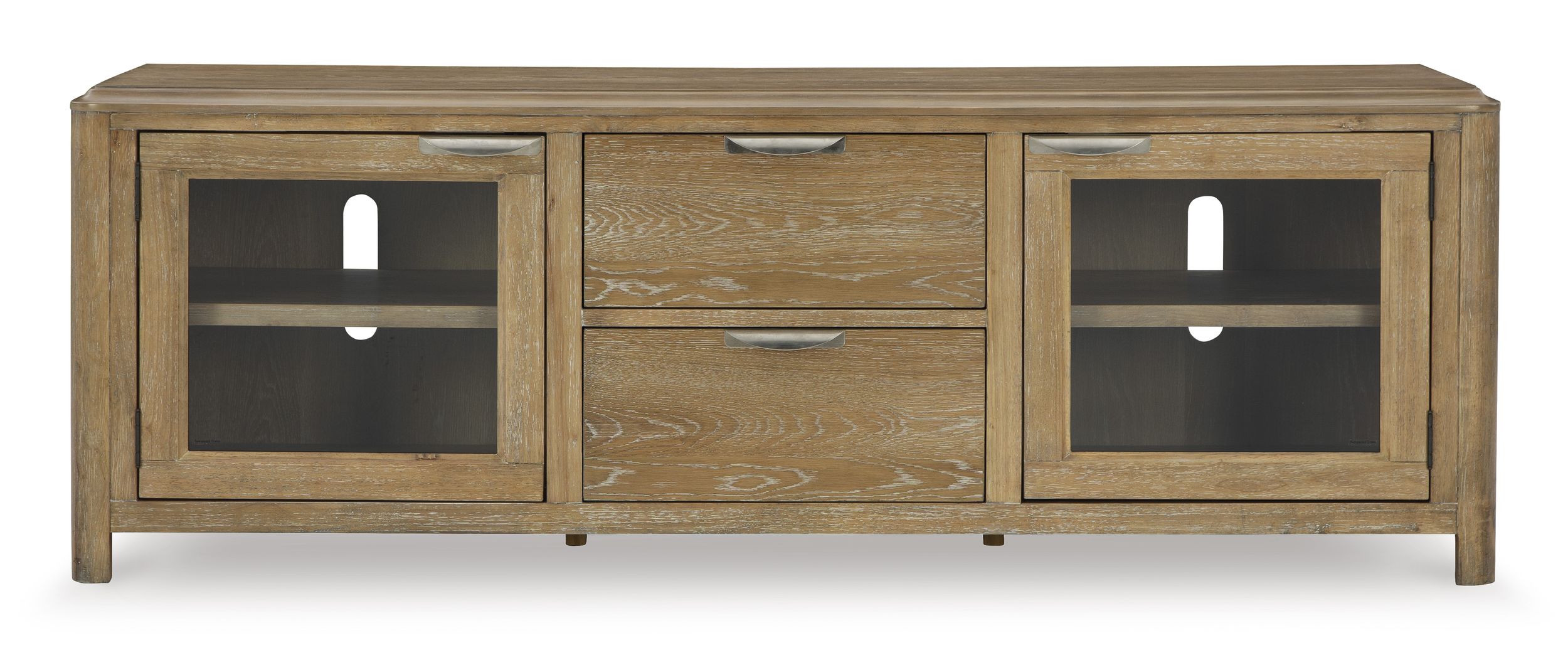 Rencott 74" XL Modern Oak TV Stand with Drawers - Light Brown