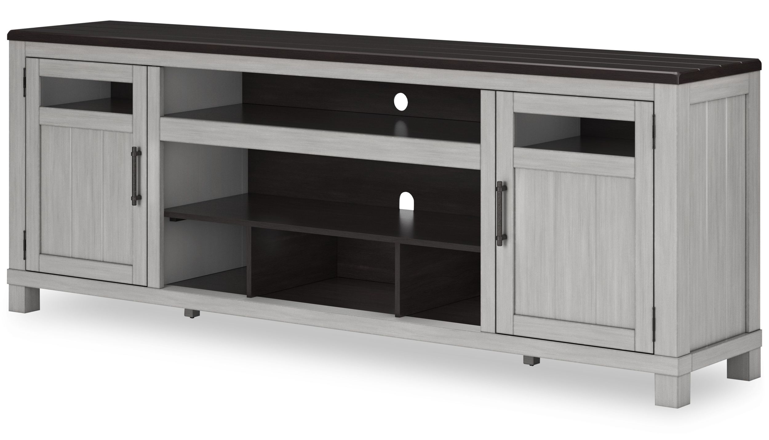 Darborn 74" XL Modern Farmhouse TV Stand - Gray & Brown Wood