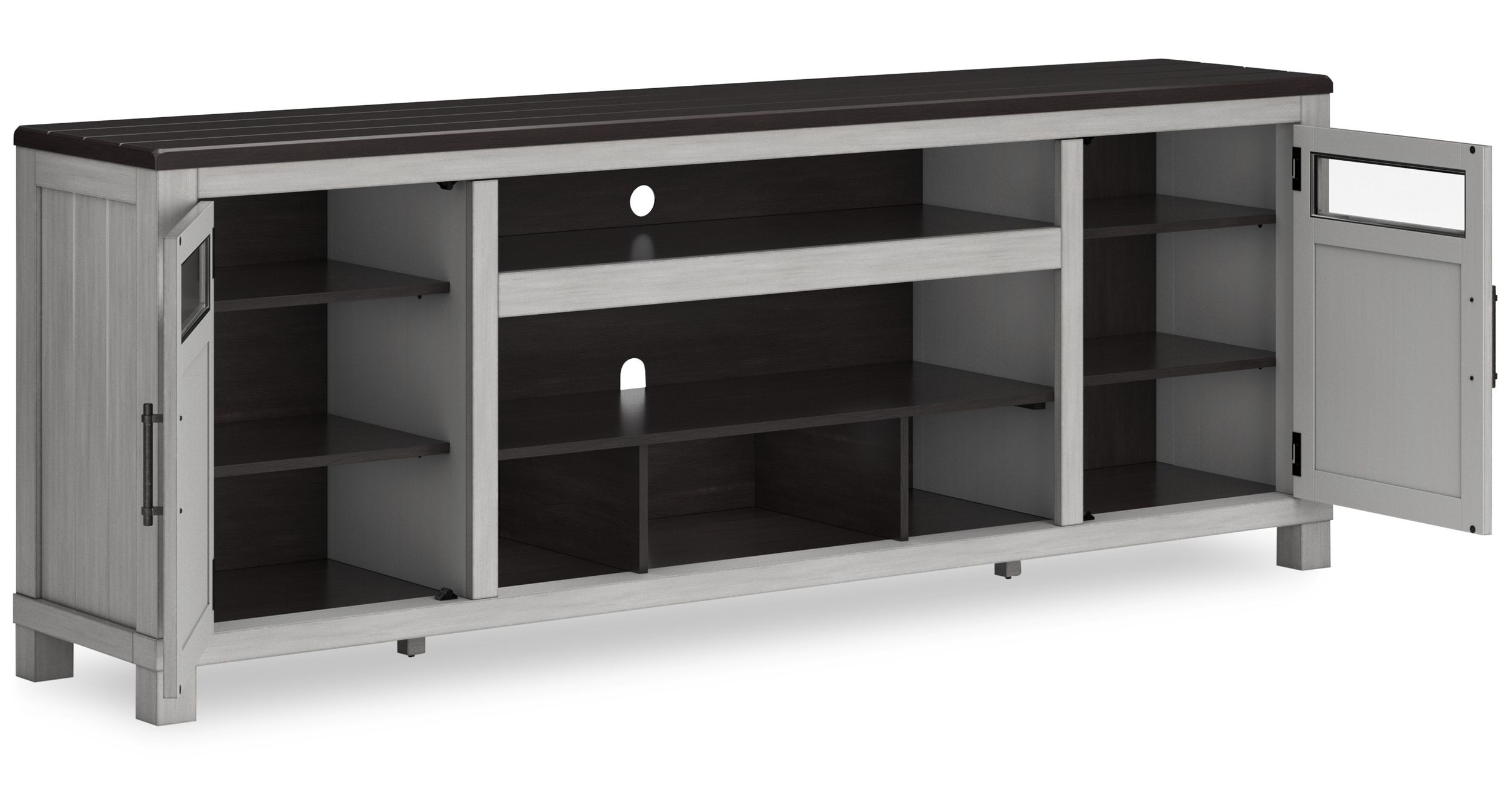 Darborn 74" XL Modern Farmhouse TV Stand - Gray & Brown Wood