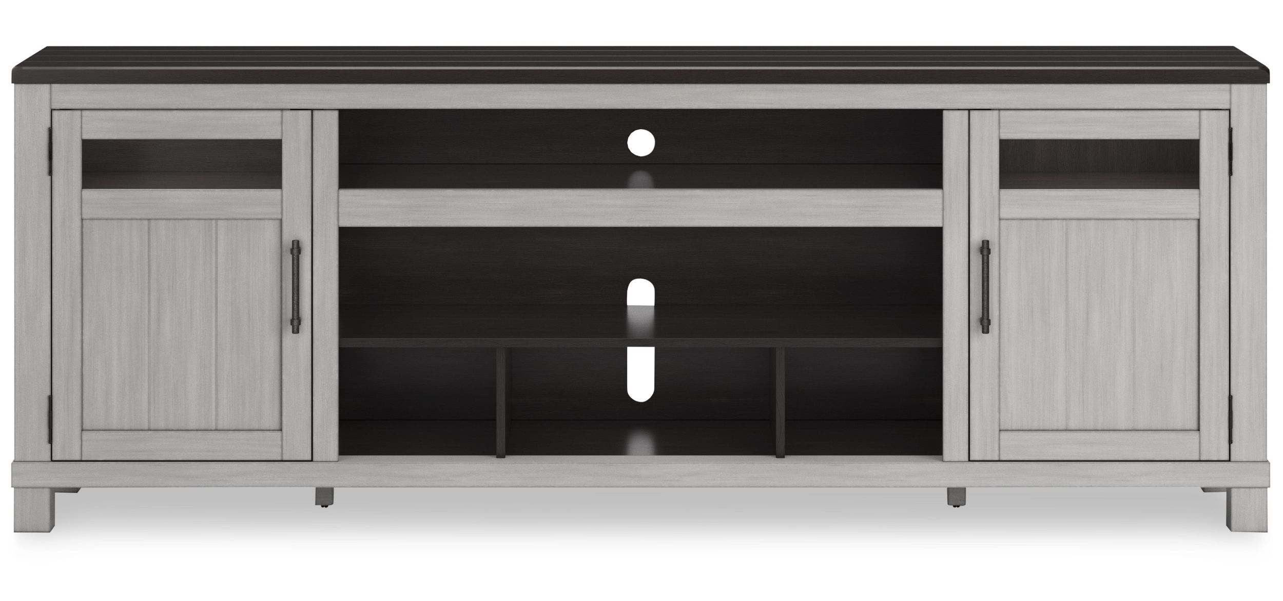 Darborn 74" XL Modern Farmhouse TV Stand - Gray & Brown Wood