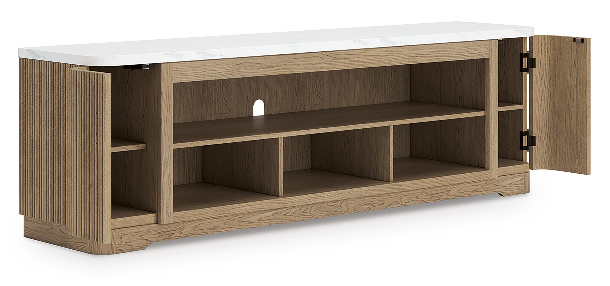 Camdill 74" XL Modern Oak TV Stand - Light Brown & Black