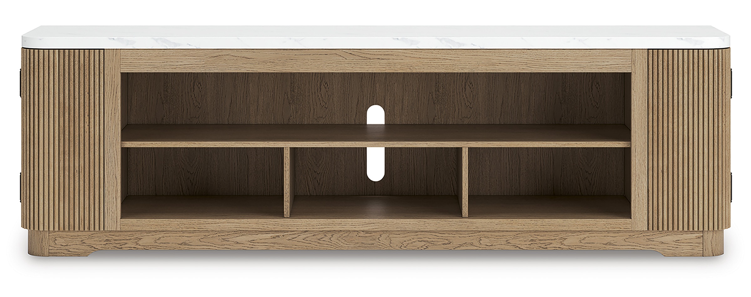 Camdill 74" XL Modern Oak TV Stand - Light Brown & Black