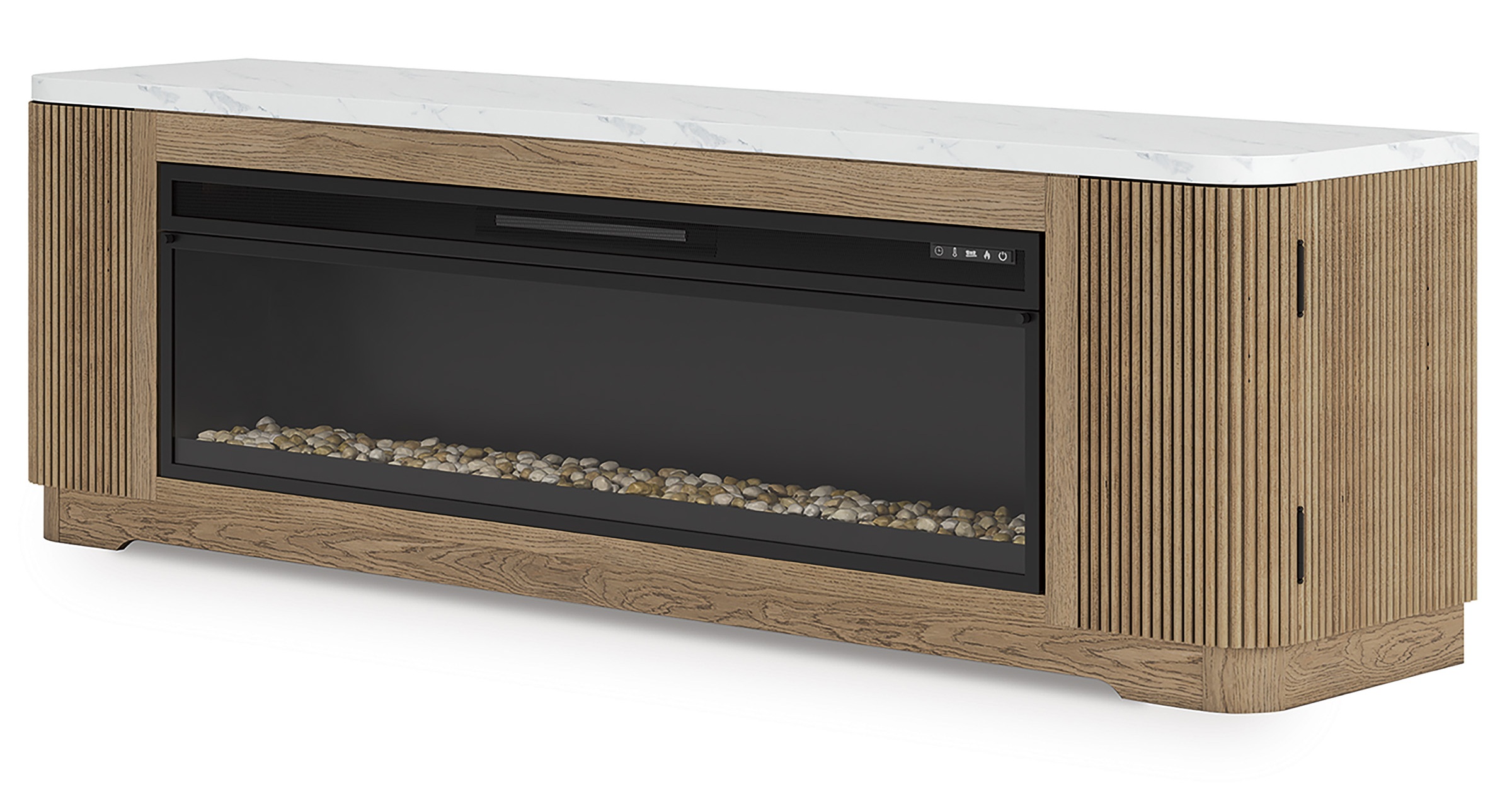 Camdill 80" TV Stand with Electric Fireplace - Light Brown