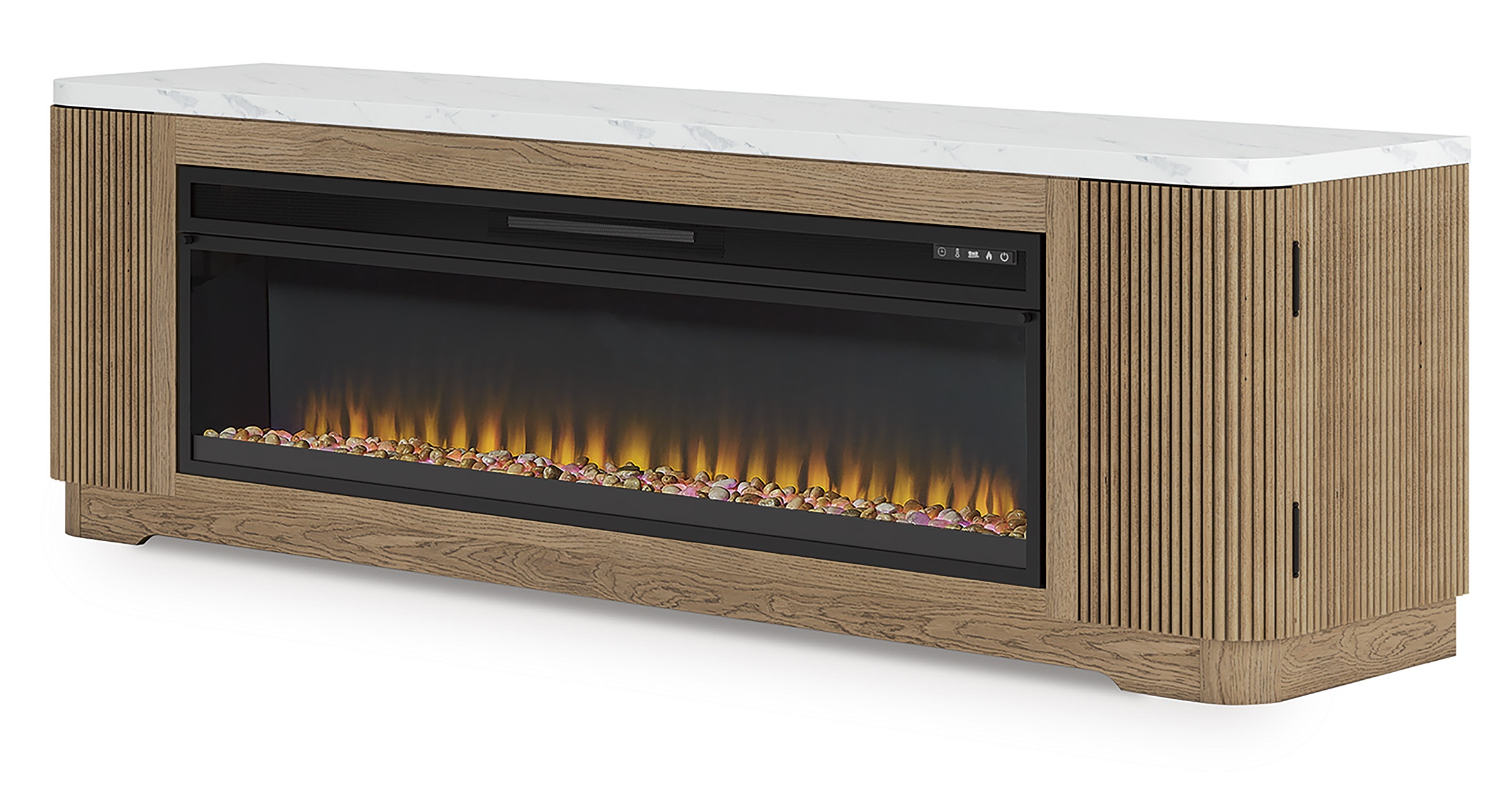 Camdill 80" TV Stand with Electric Fireplace - Light Brown