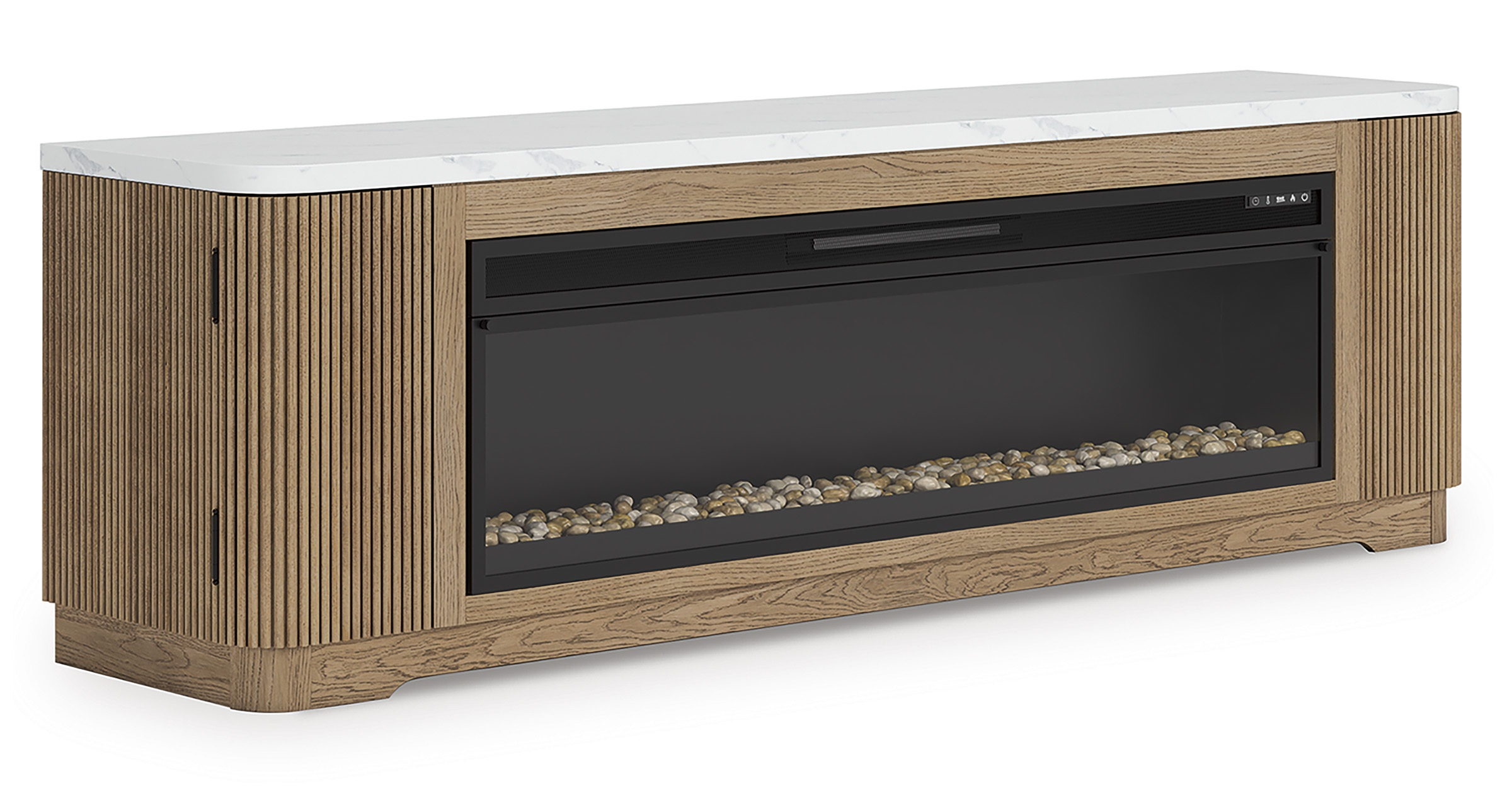Camdill 80" TV Stand with Electric Fireplace - Light Brown