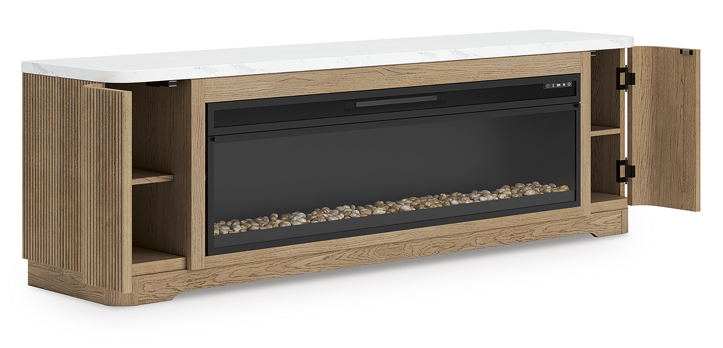 Camdill 80" TV Stand with Electric Fireplace - Light Brown