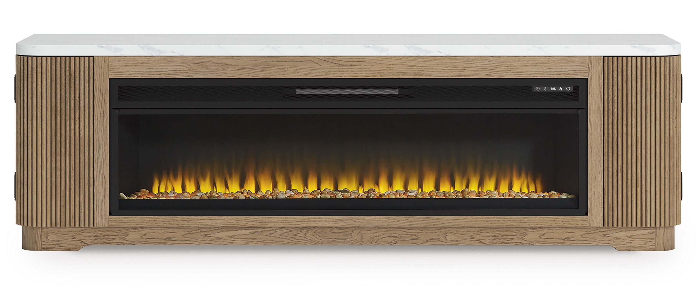 Camdill 80" TV Stand with Electric Fireplace - Light Brown