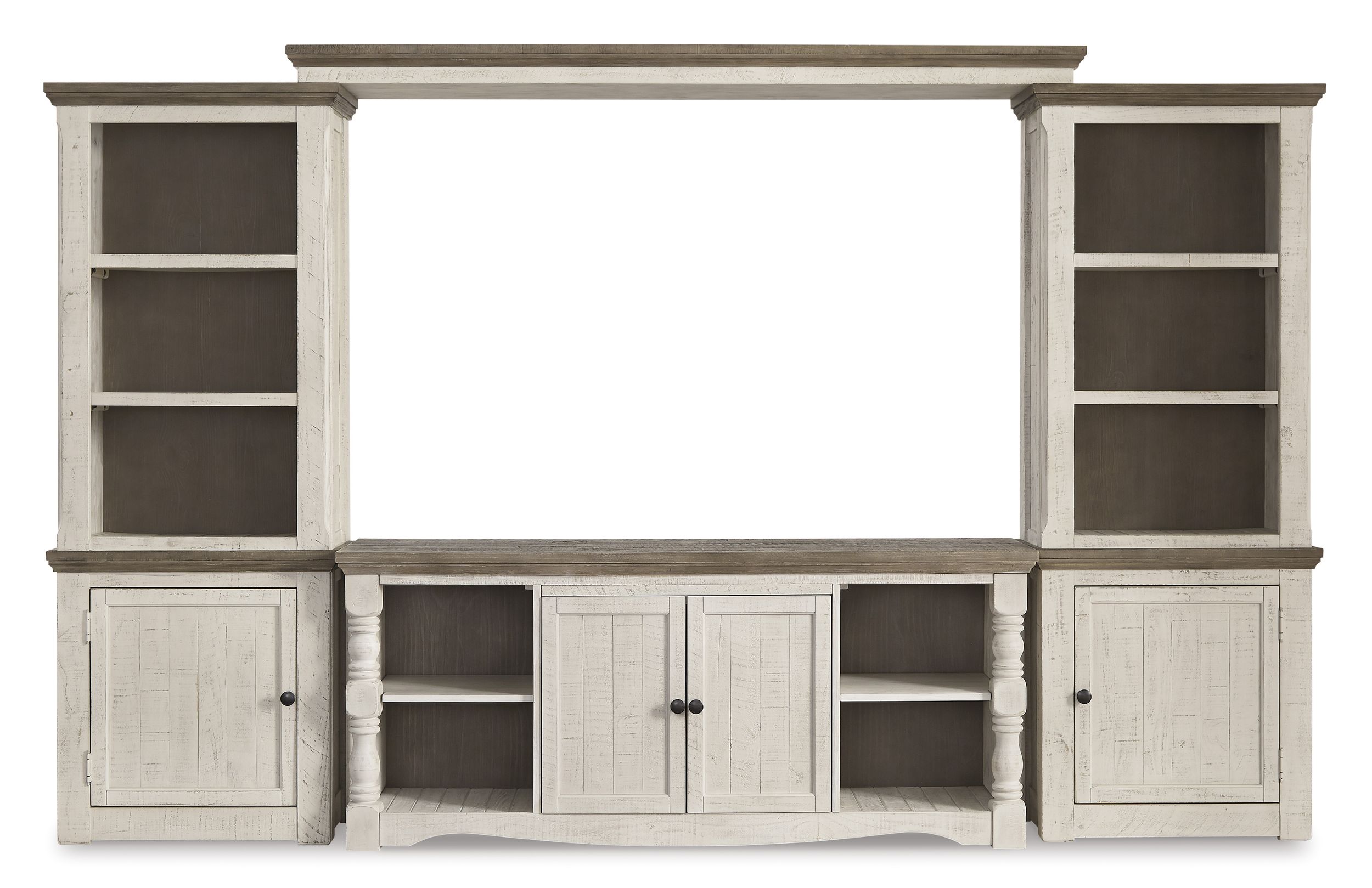 Havalance 4-Piece Two-Tone Entertainment Wall - White & Gray