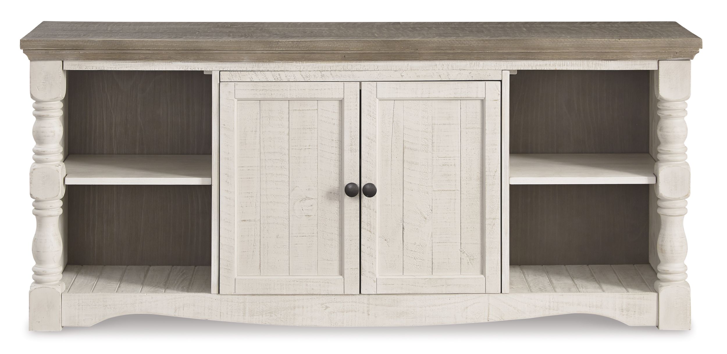 Havalance 74" XL Modern Farmhouse TV Stand - Distressed Whitewash