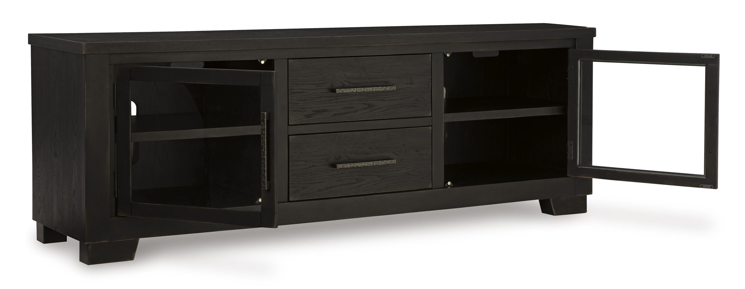 Galliden 74" XL Modern Black TV Stand - 4 Drawers & 2 Doors