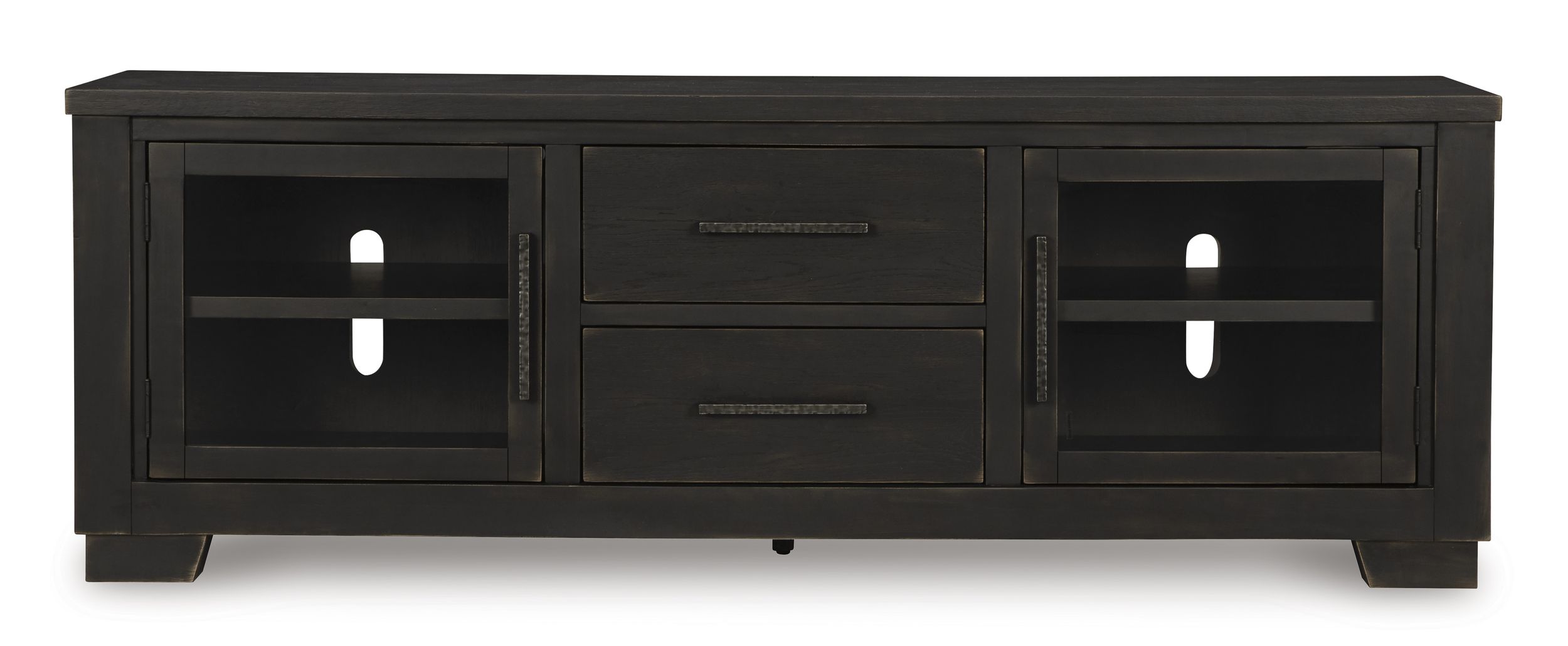 Galliden 74" XL Modern Black TV Stand - 4 Drawers & 2 Doors
