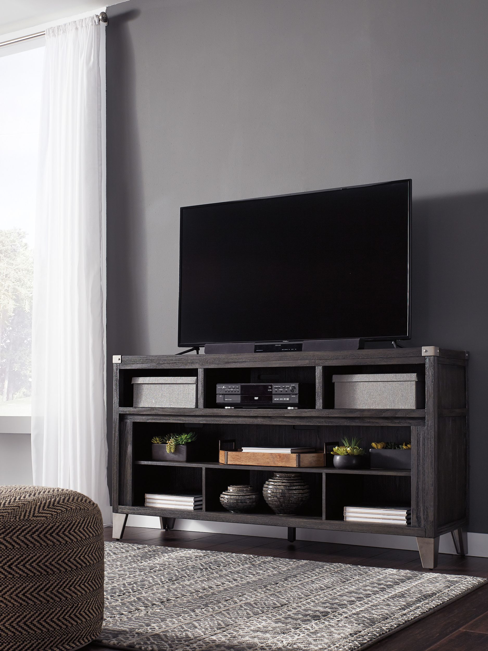Todoe 63" Modern Industrial TV Stand - Gray & Concrete