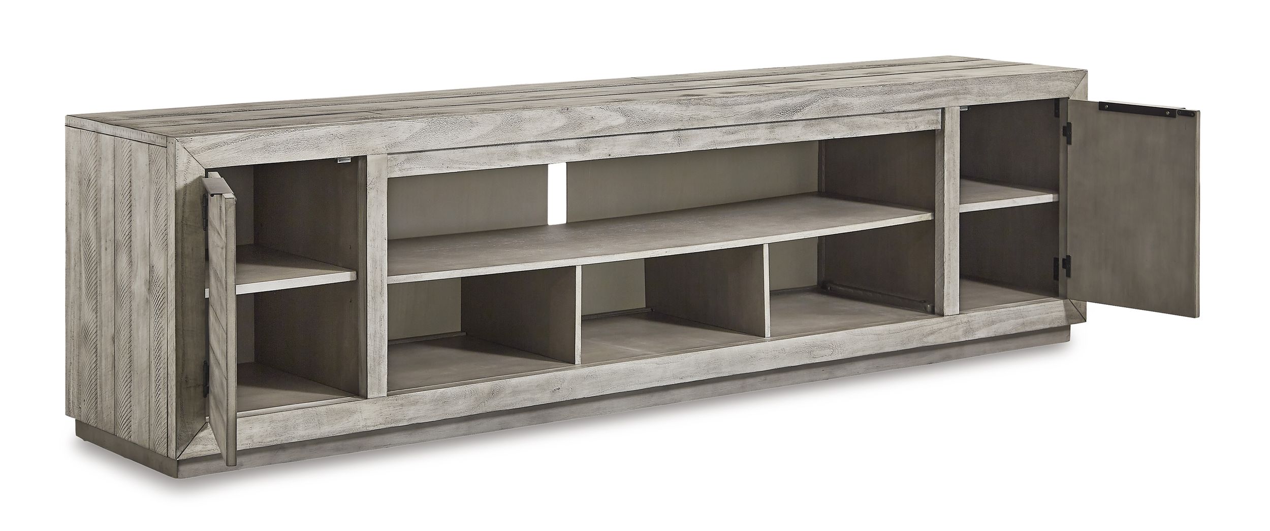 Naydell 74" XL Modern TV Stand - Gray Stone & Weathered Wood
