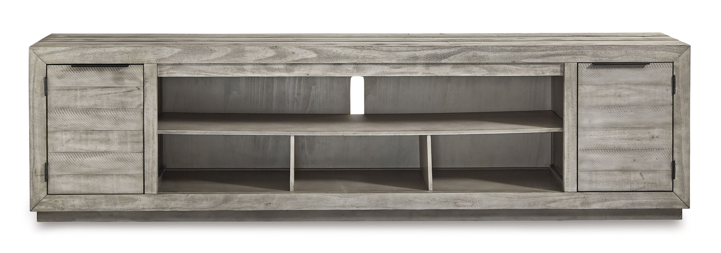 Naydell 74" XL Modern TV Stand - Gray Stone & Weathered Wood