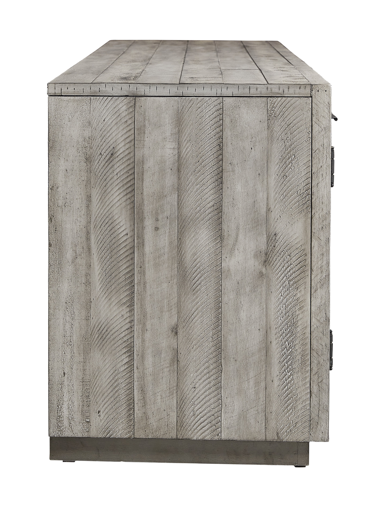 Naydell 74" XL Modern TV Stand - Gray Stone & Weathered Wood