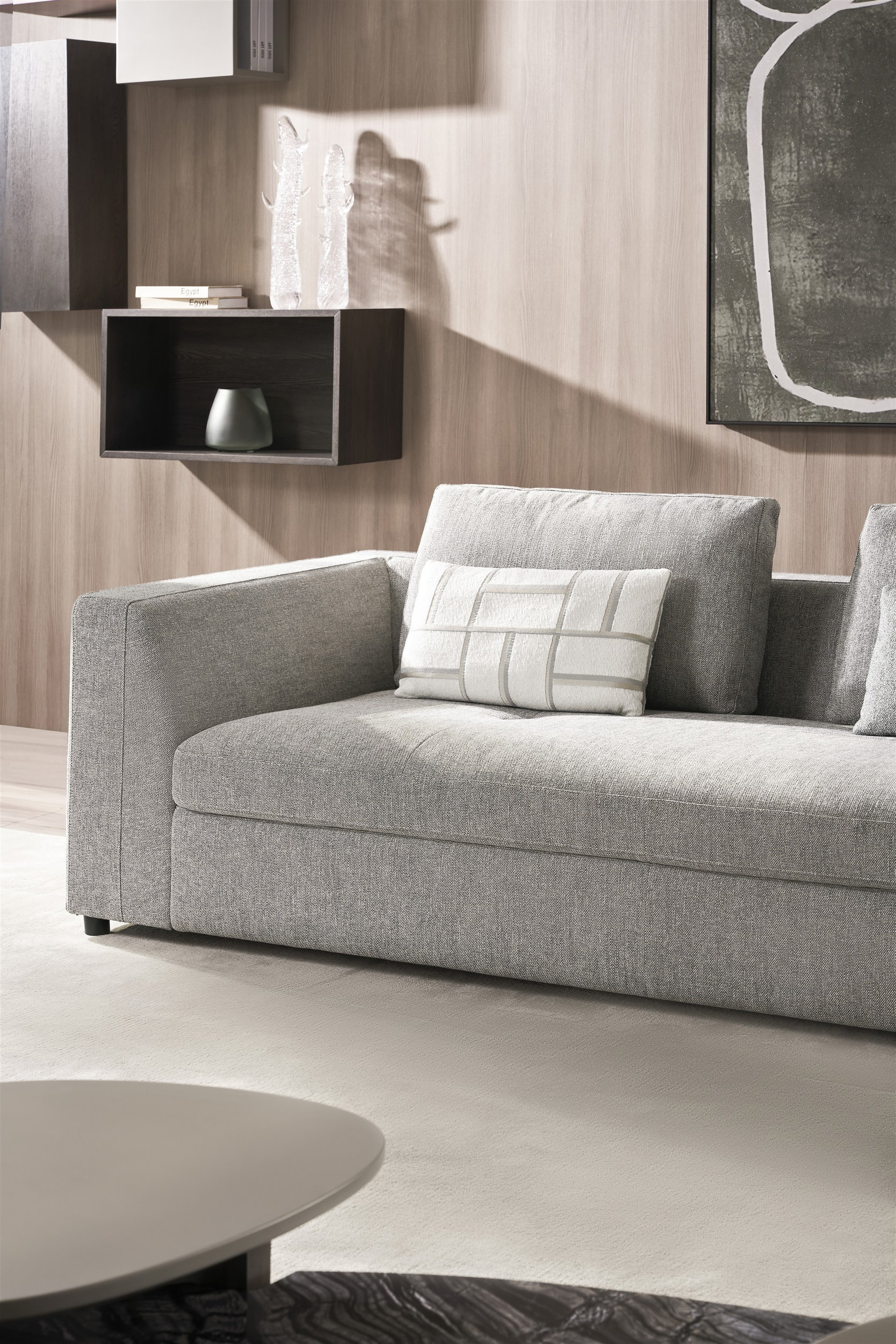 S389 Curved Fabric Sectional with Right Facing Chaise
